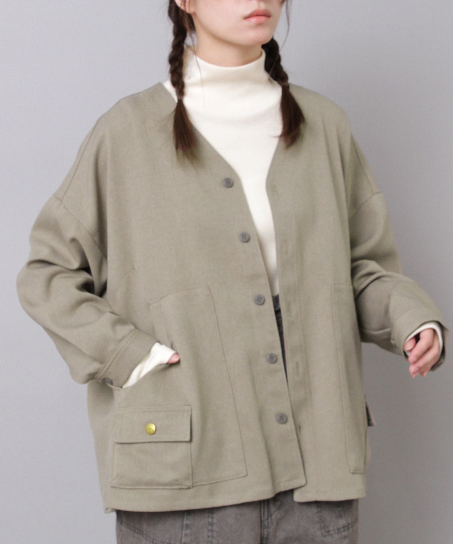 B2927 F.ワークのウールライクシャツジャケット
