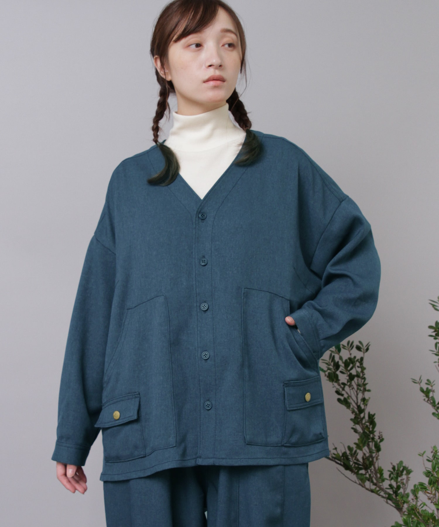 B2927 F.ワークのウールライクシャツジャケット