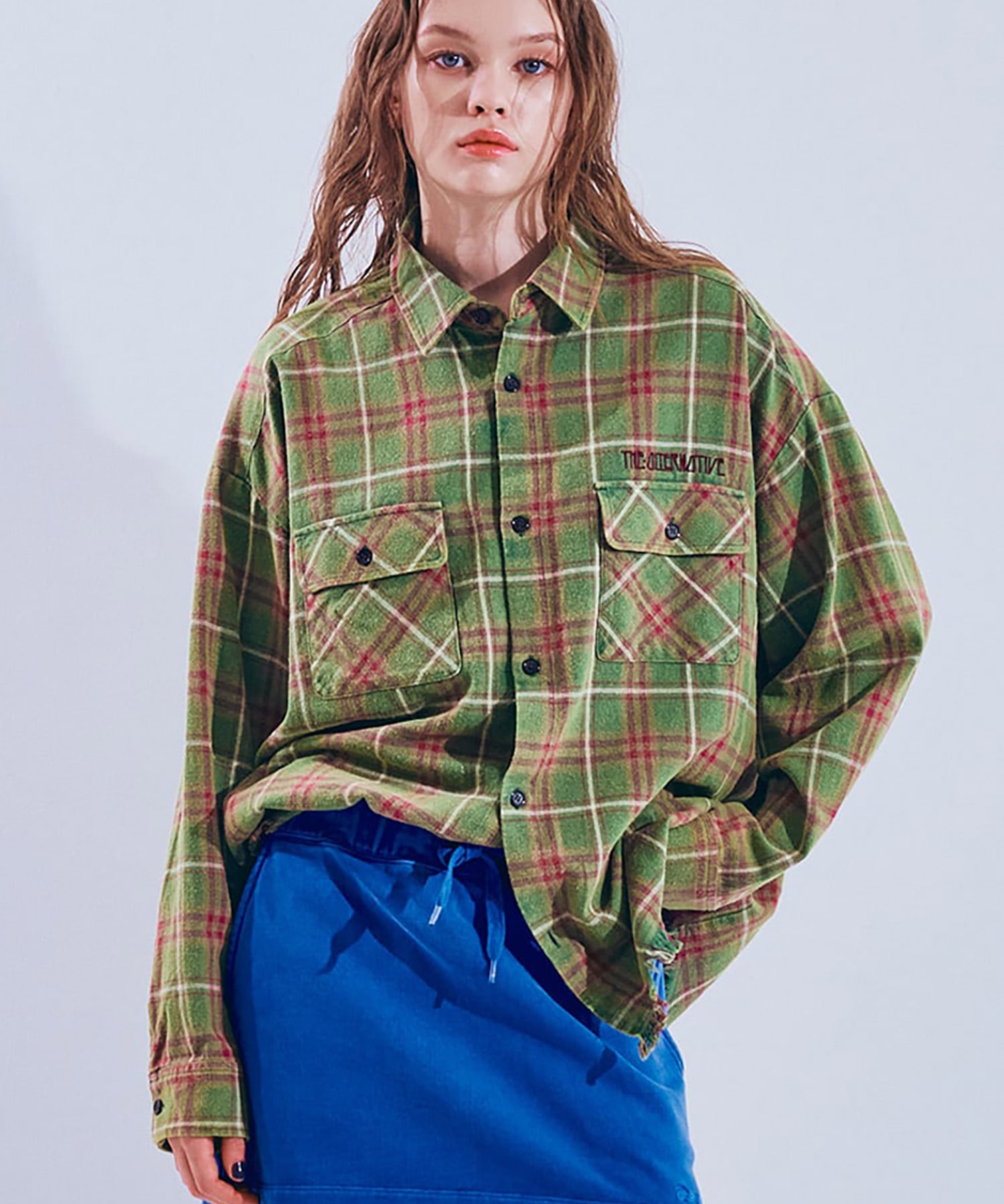 B2931 フリンジチェックシャツ