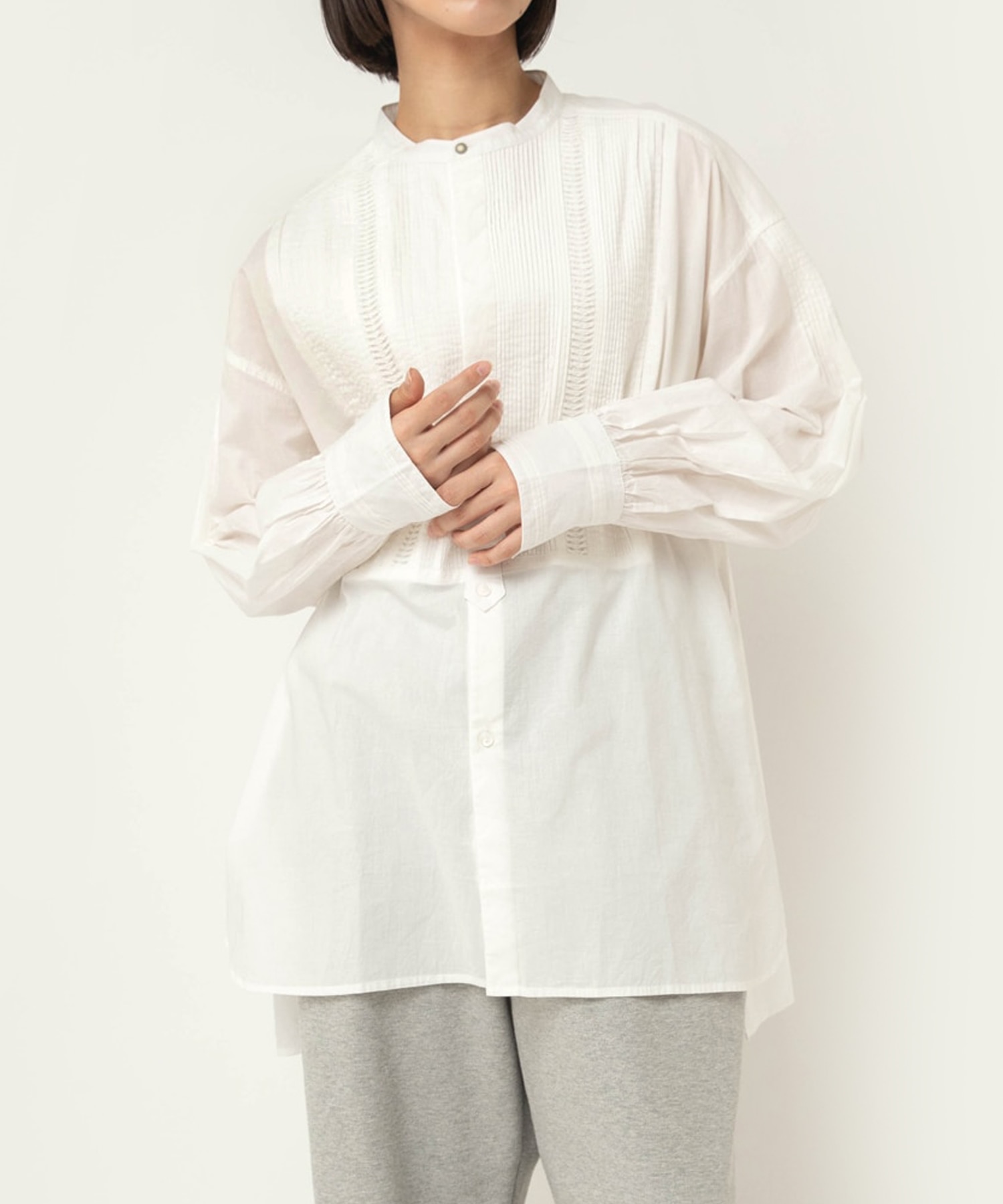 B2932 インドコットンヴィンテージピンタックシャツ