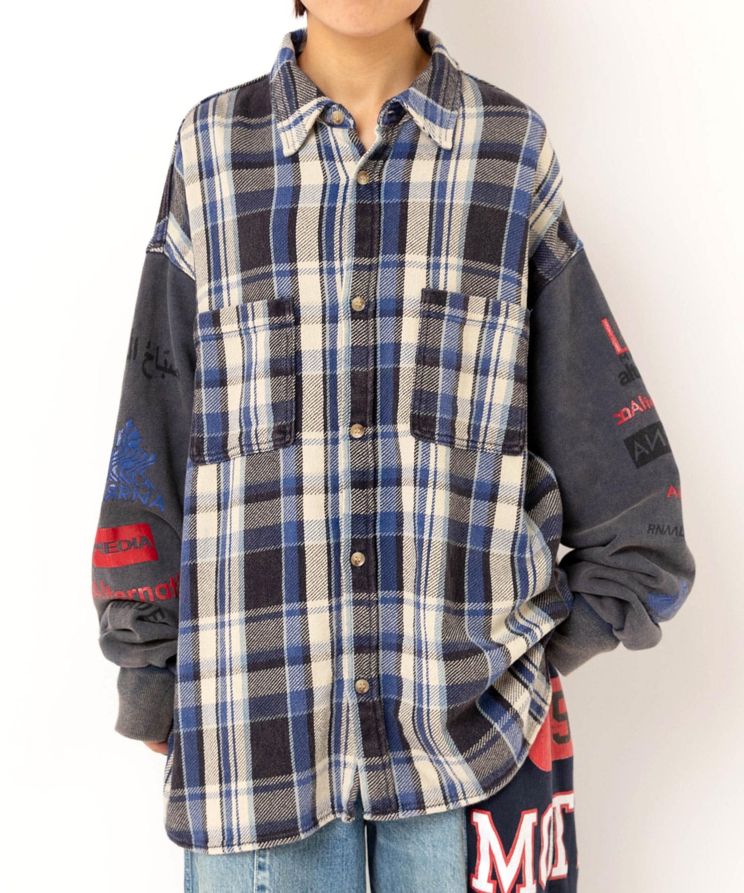 【12月上旬納期】B2933 裏毛コンビリメイクシャツ