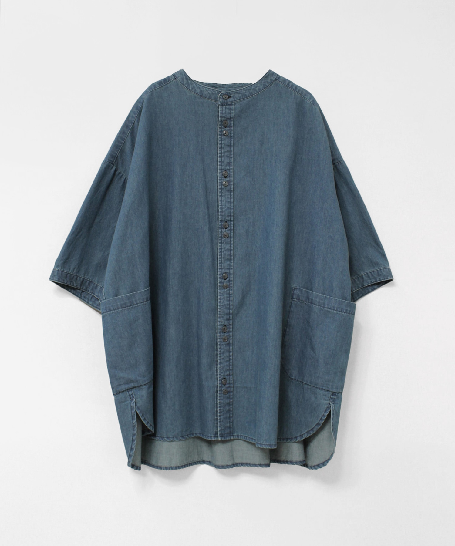 【4月中旬納期】B2936 アトリエチュニックハーフスリーブデニムシャツ