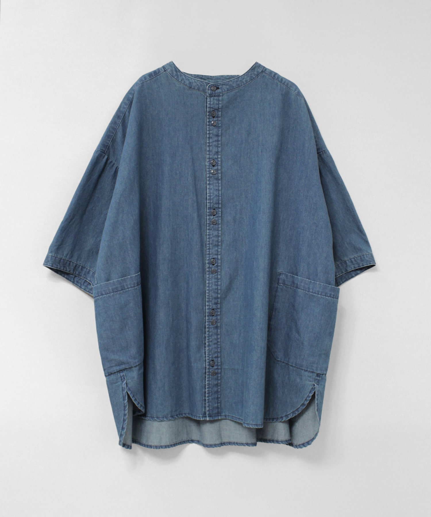 B2936 アトリエチュニックハーフスリーブデニムシャツ