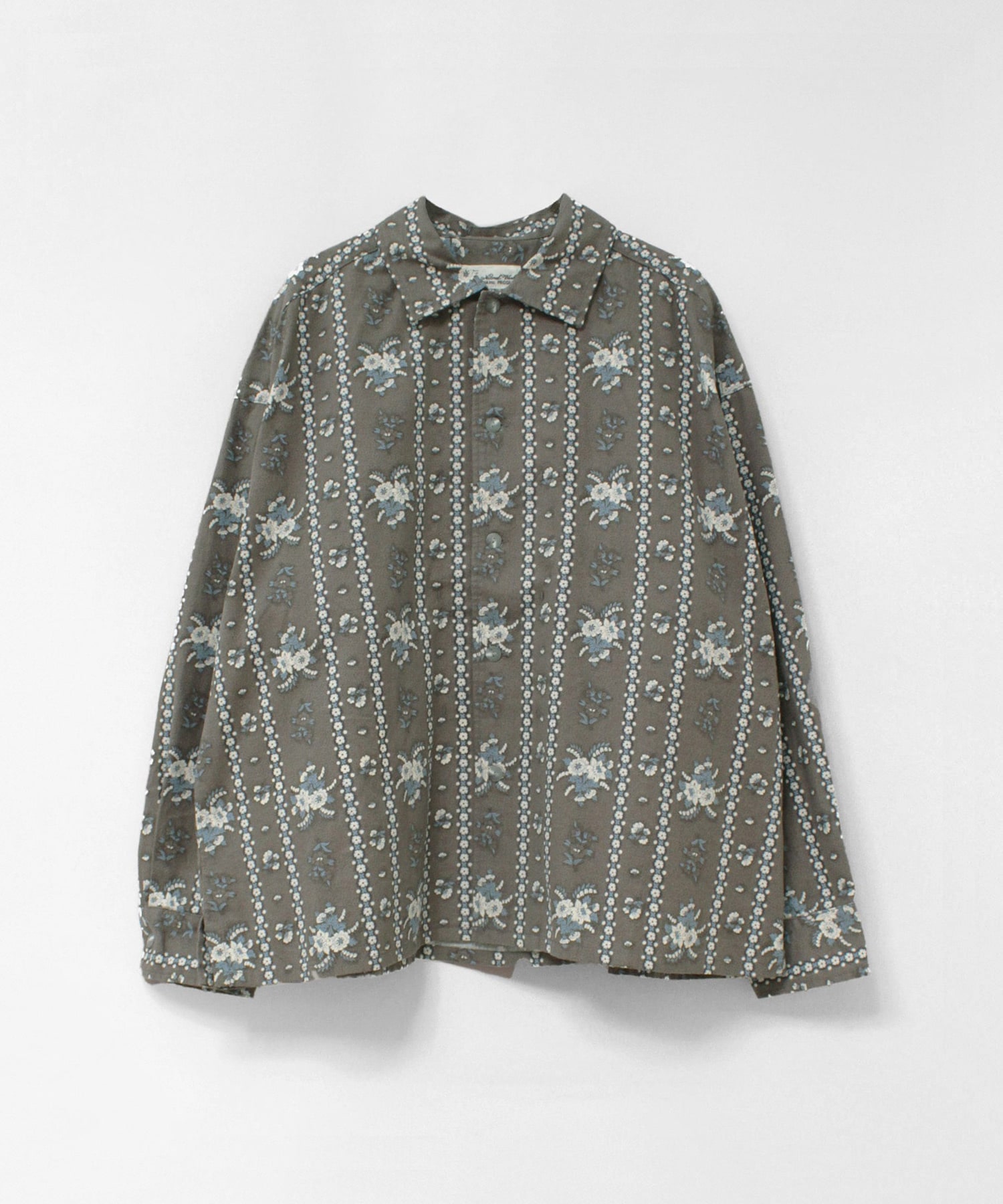 B2937 フラワーストライプブルゾンシャツ