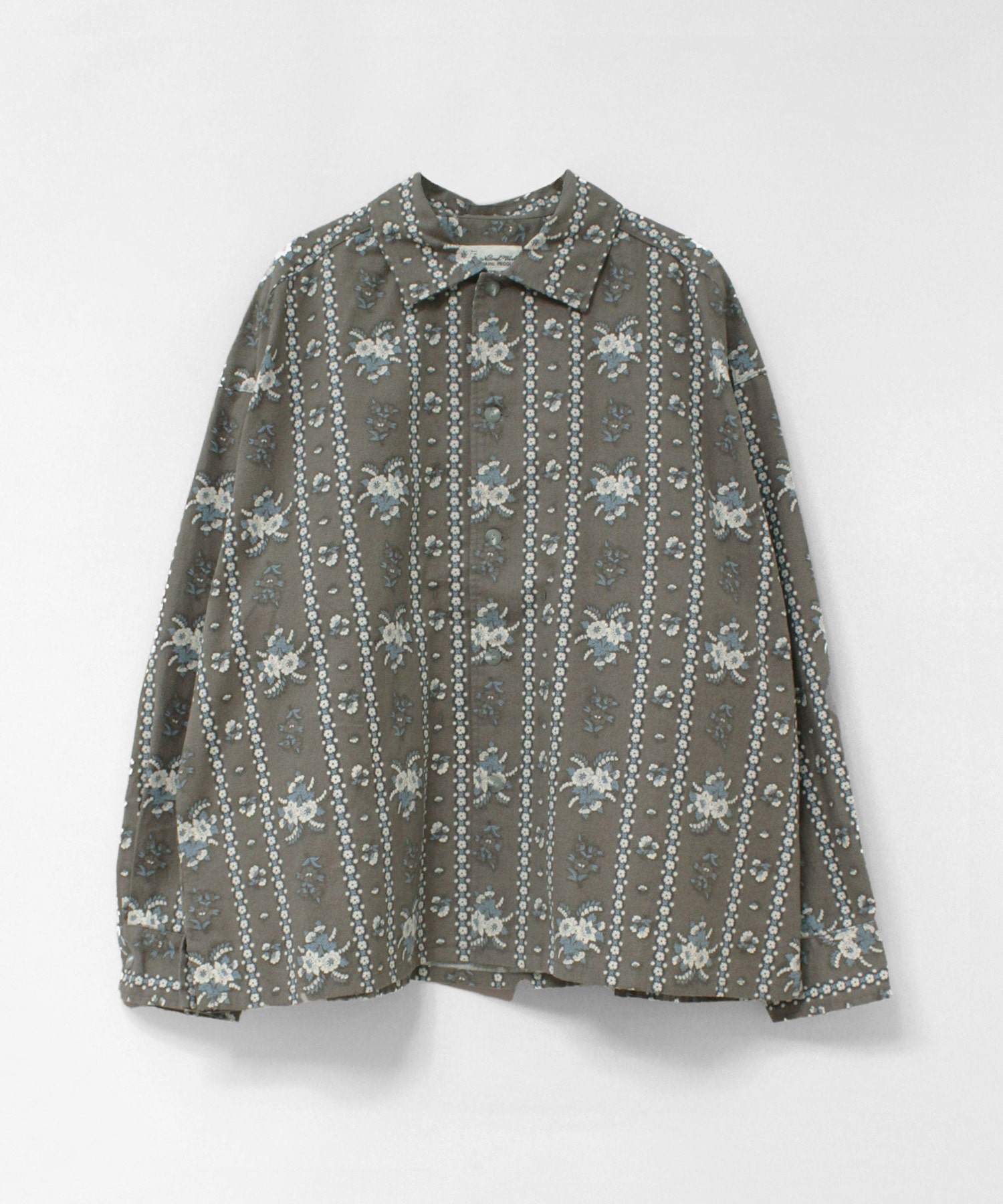 B2937 フラワーストライプブルゾンシャツ