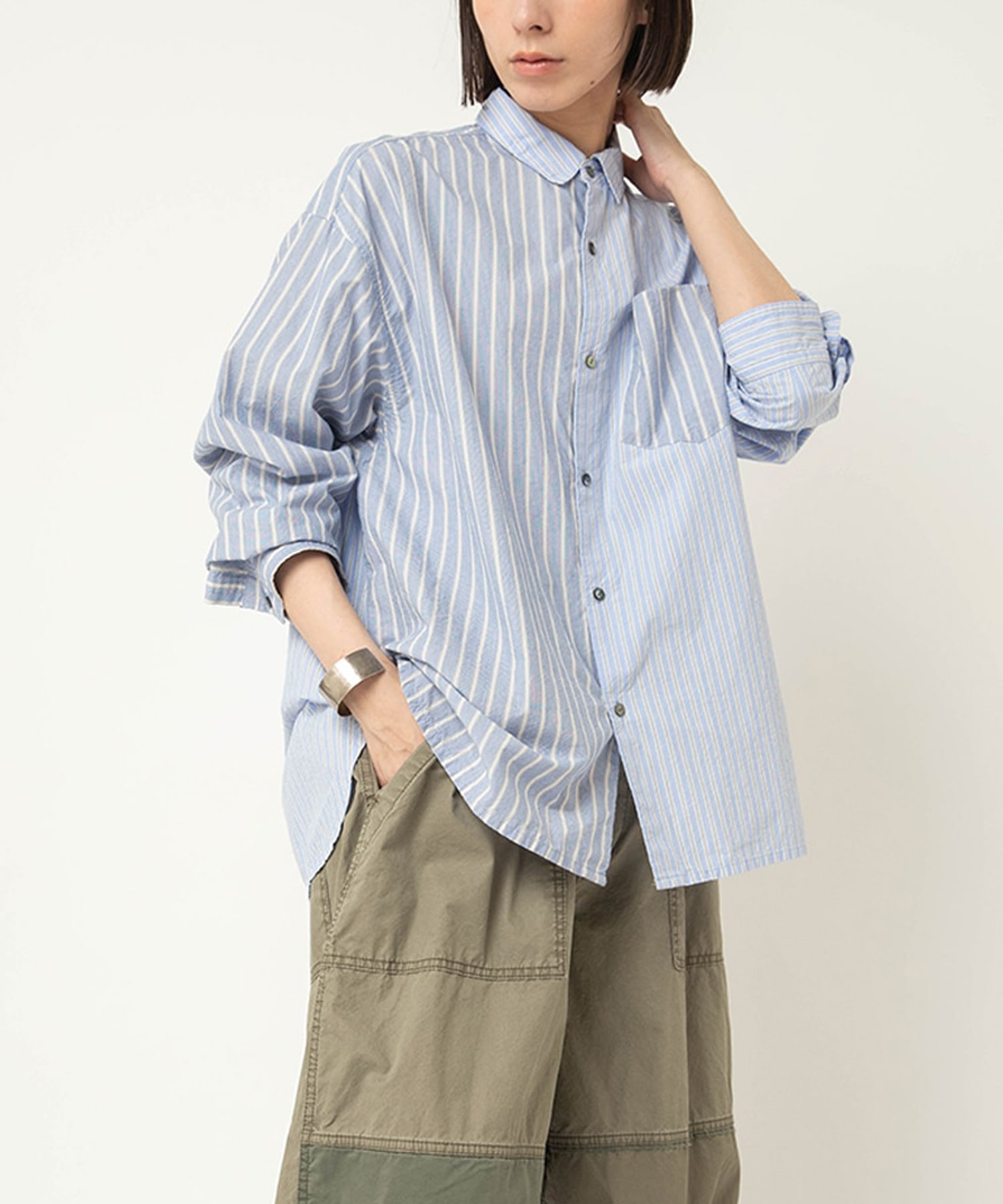 【3月中旬納期】B2940 オーガニックコットンドッキングシャツ