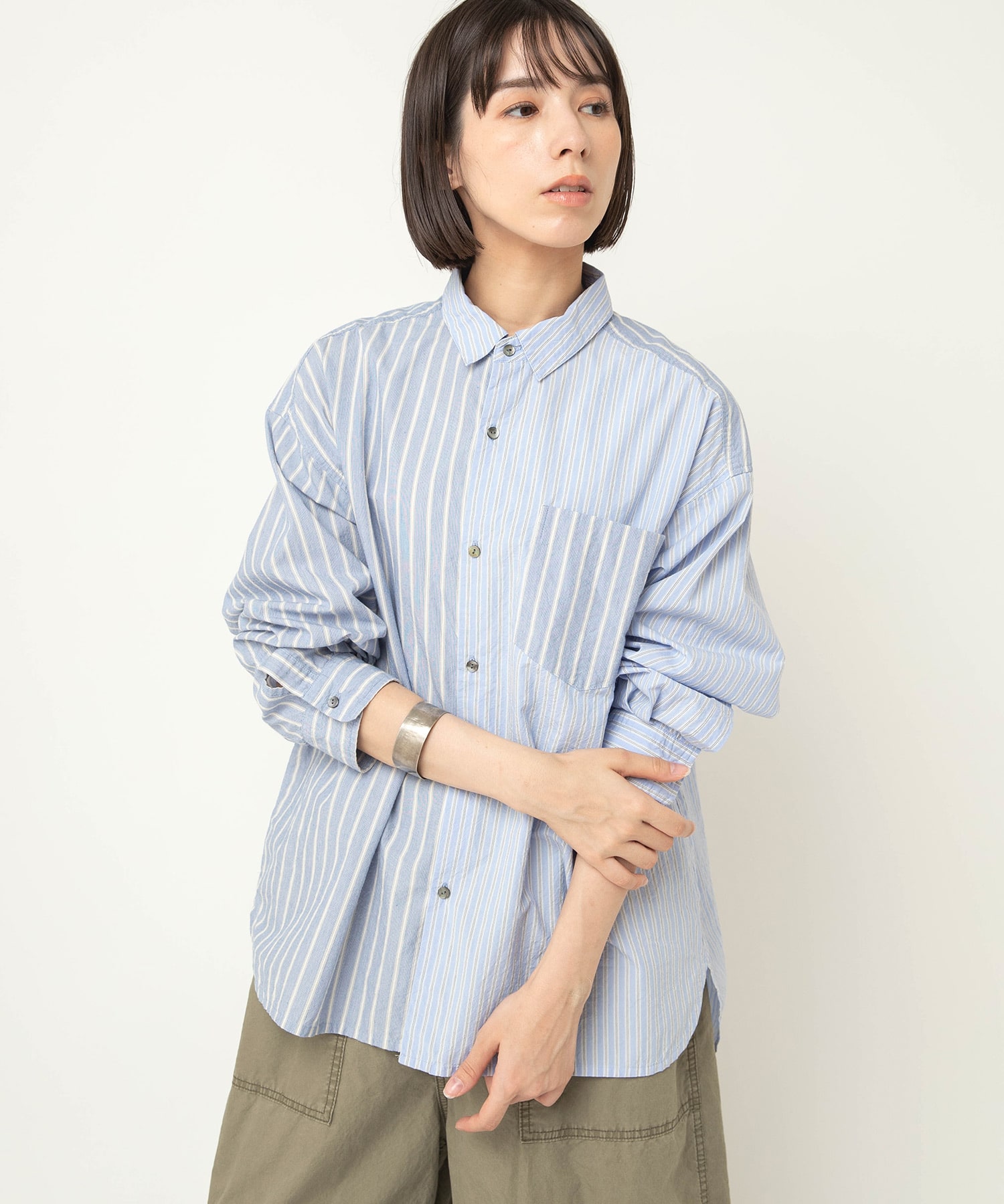 【3月中旬納期】B2940 オーガニックコットンドッキングシャツ