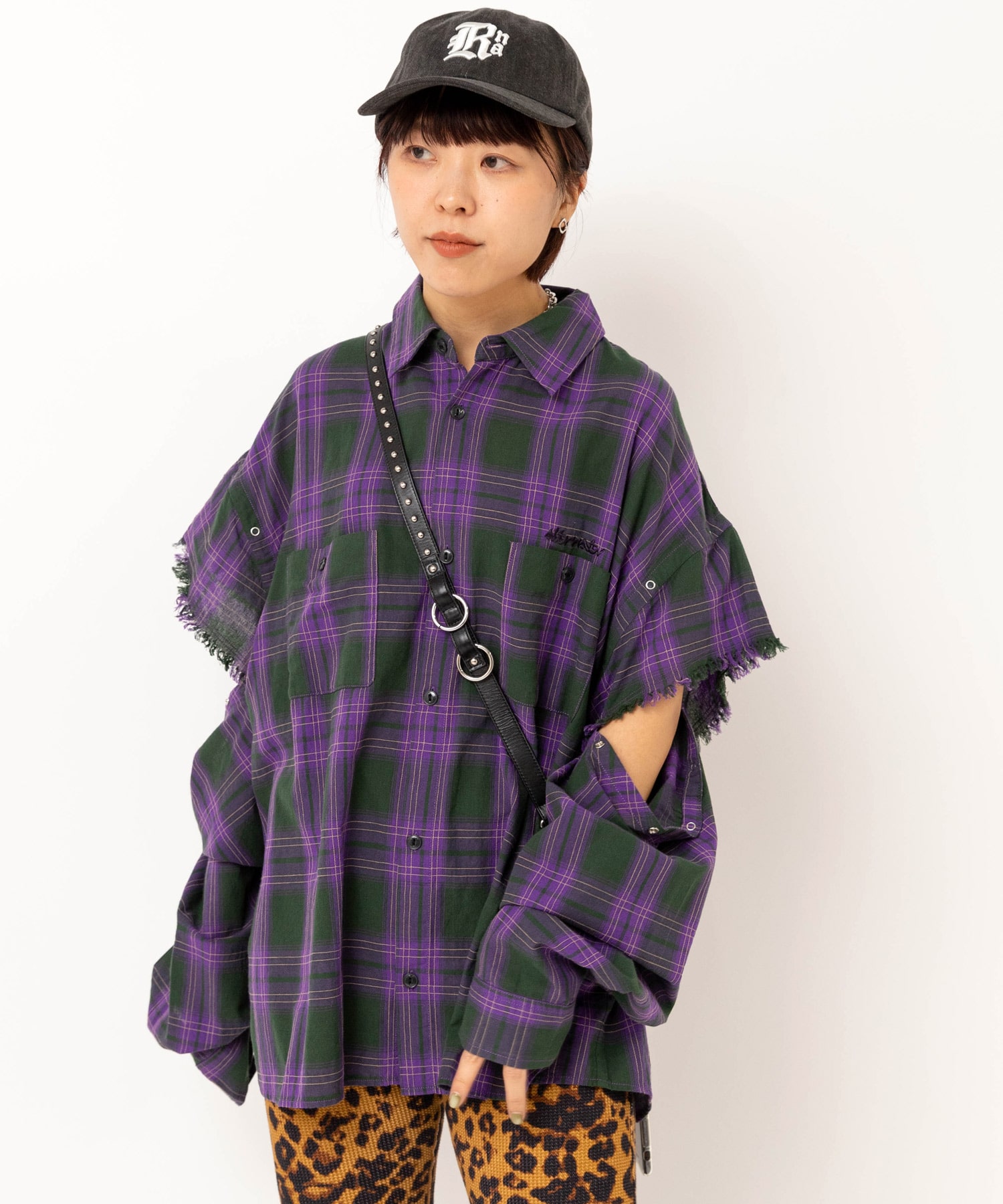 【2月下旬納期】B2941 レイヤードスリーブチェックシャツ