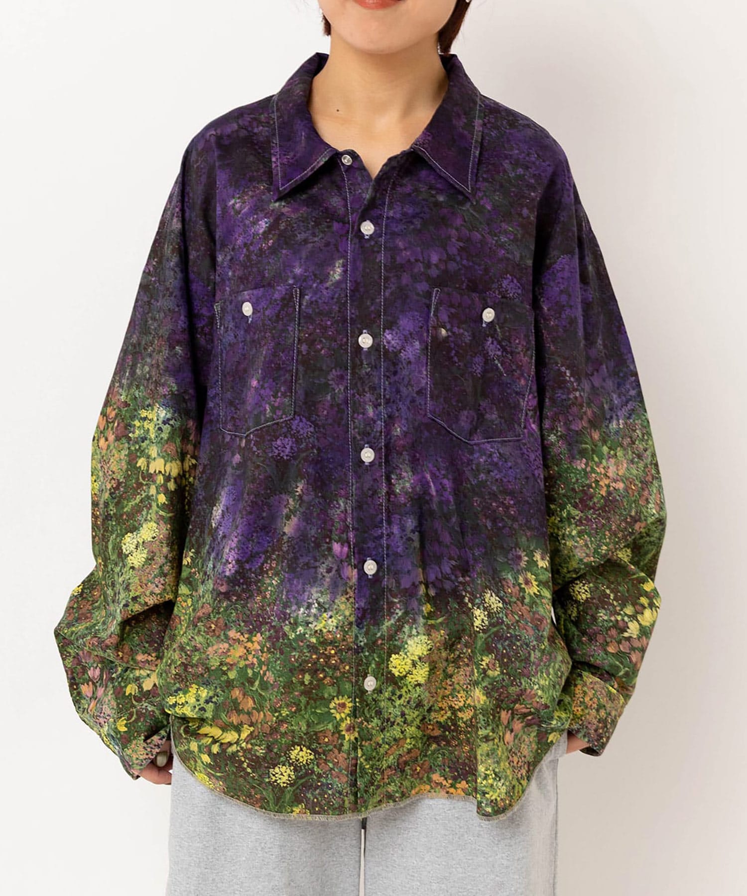 【3月下旬納期】B2944 オーバーダイフラワールーズシャツ