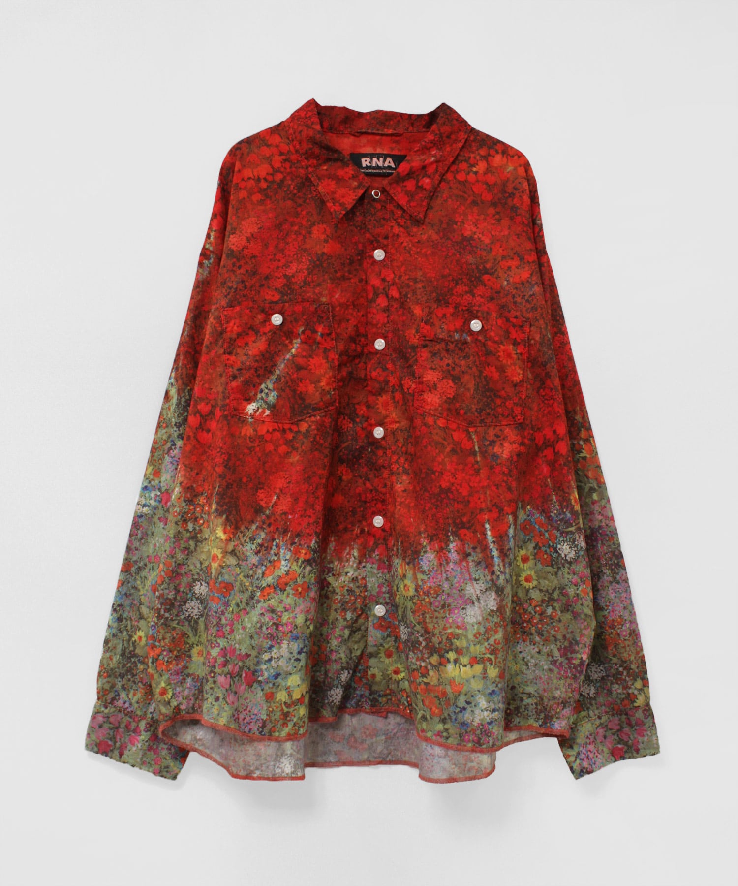 B2944 オーバーダイフラワールーズシャツ