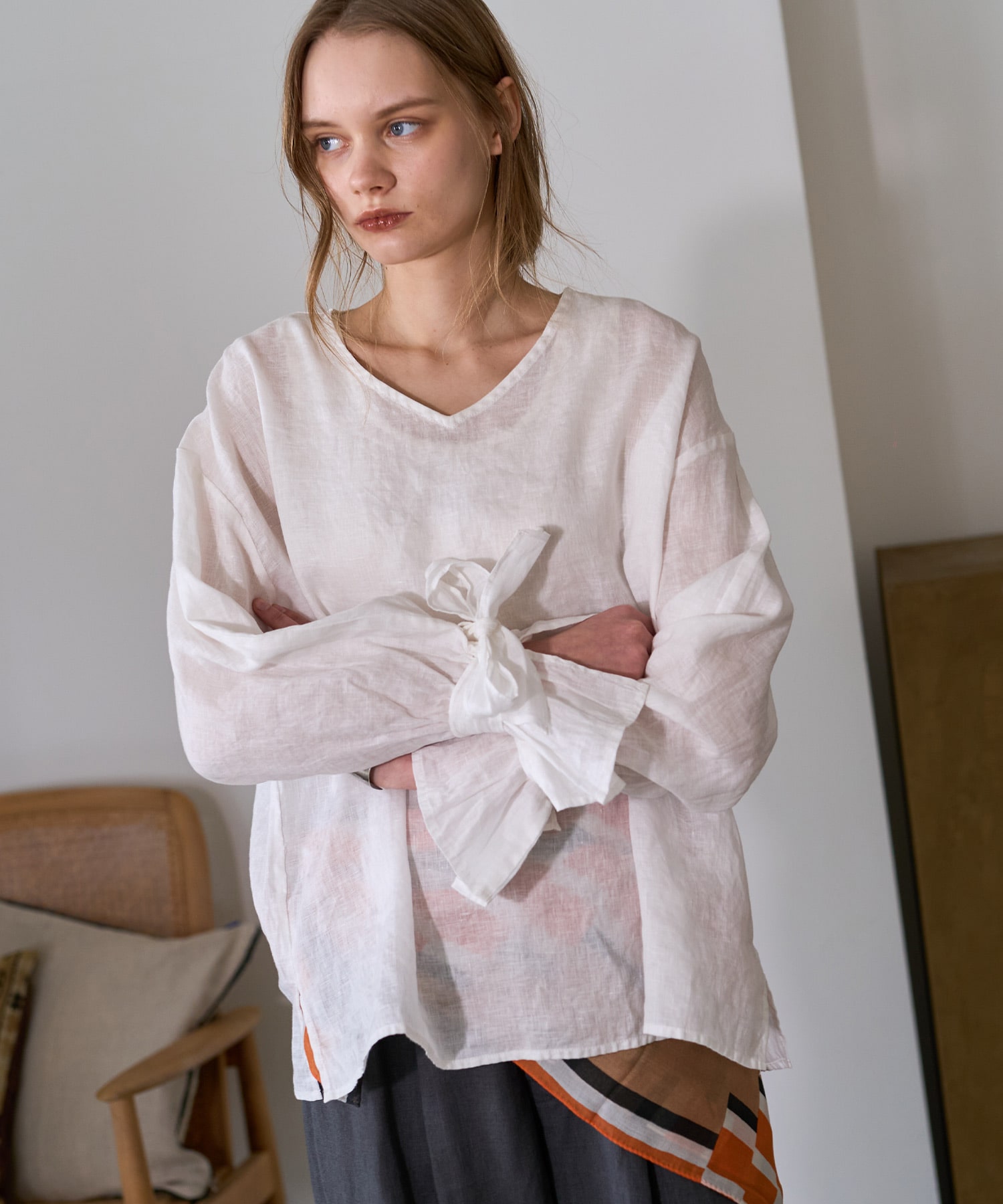 B2951 キャンディスリーブリネンブラウス