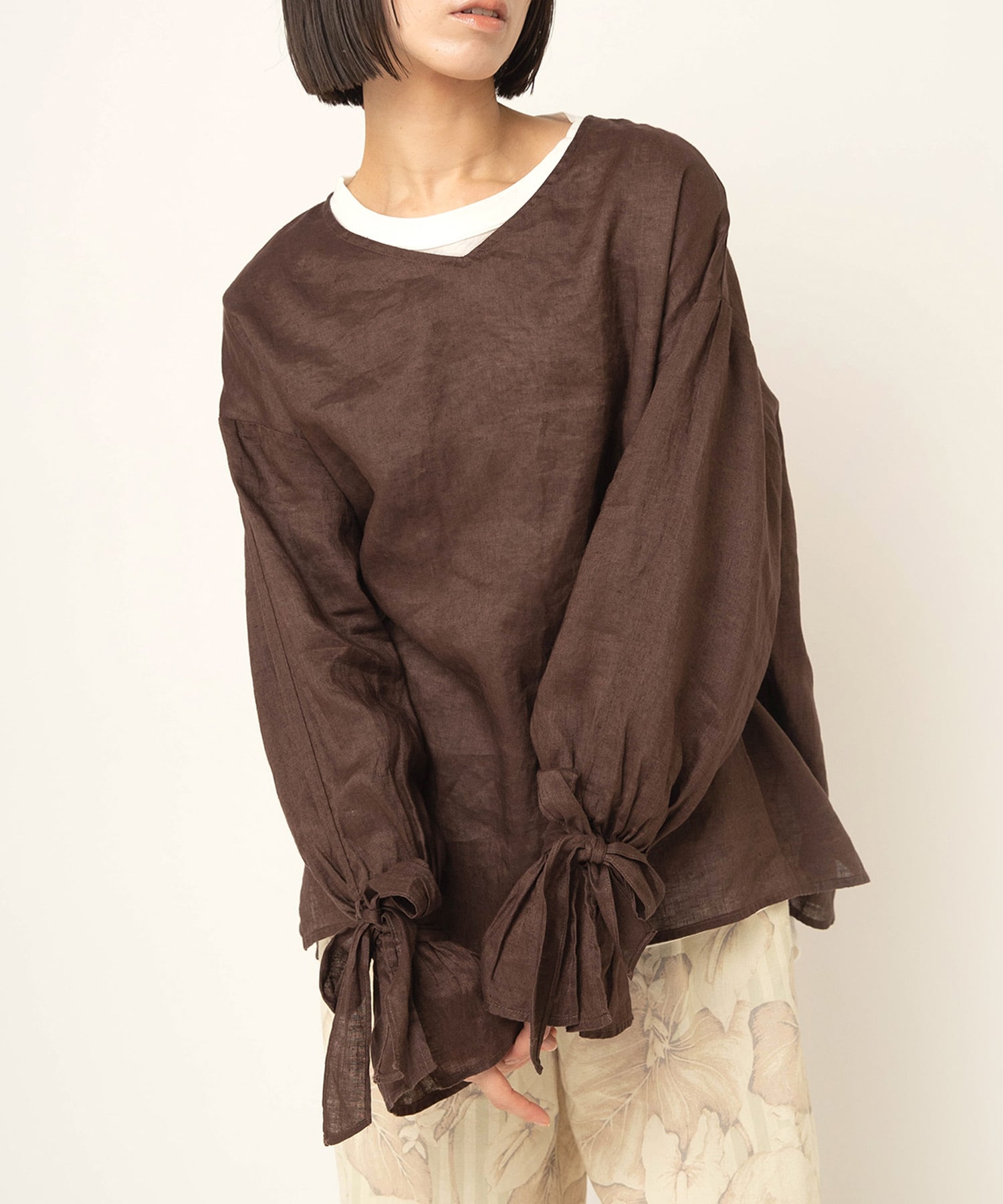 【4月中旬納期】B2951 キャンディスリーブリネンブラウス