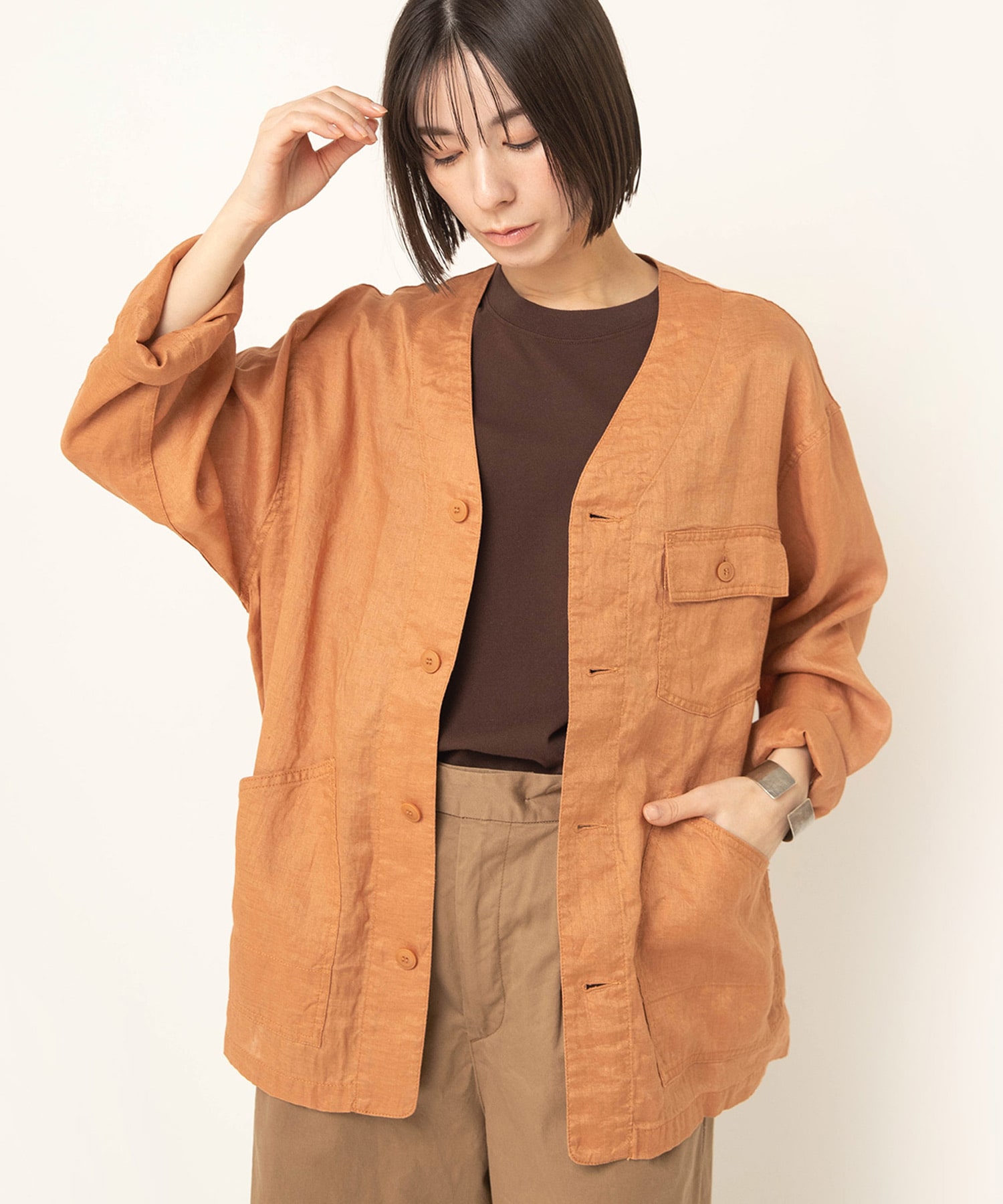 【4月中旬納期】B2952 リネンワークジャケット