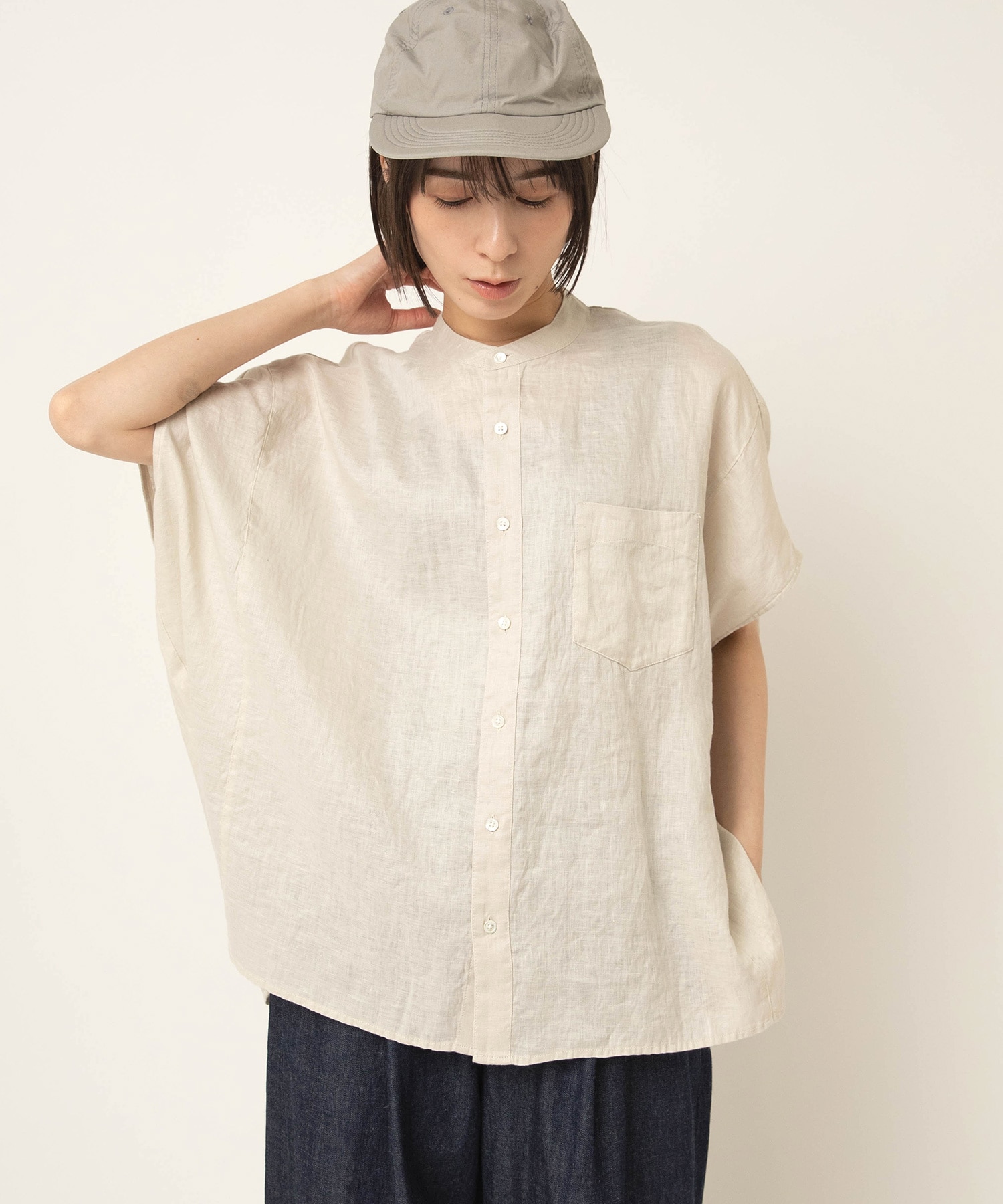 【5月下旬納期】B2954 リネンスクエアシャツ