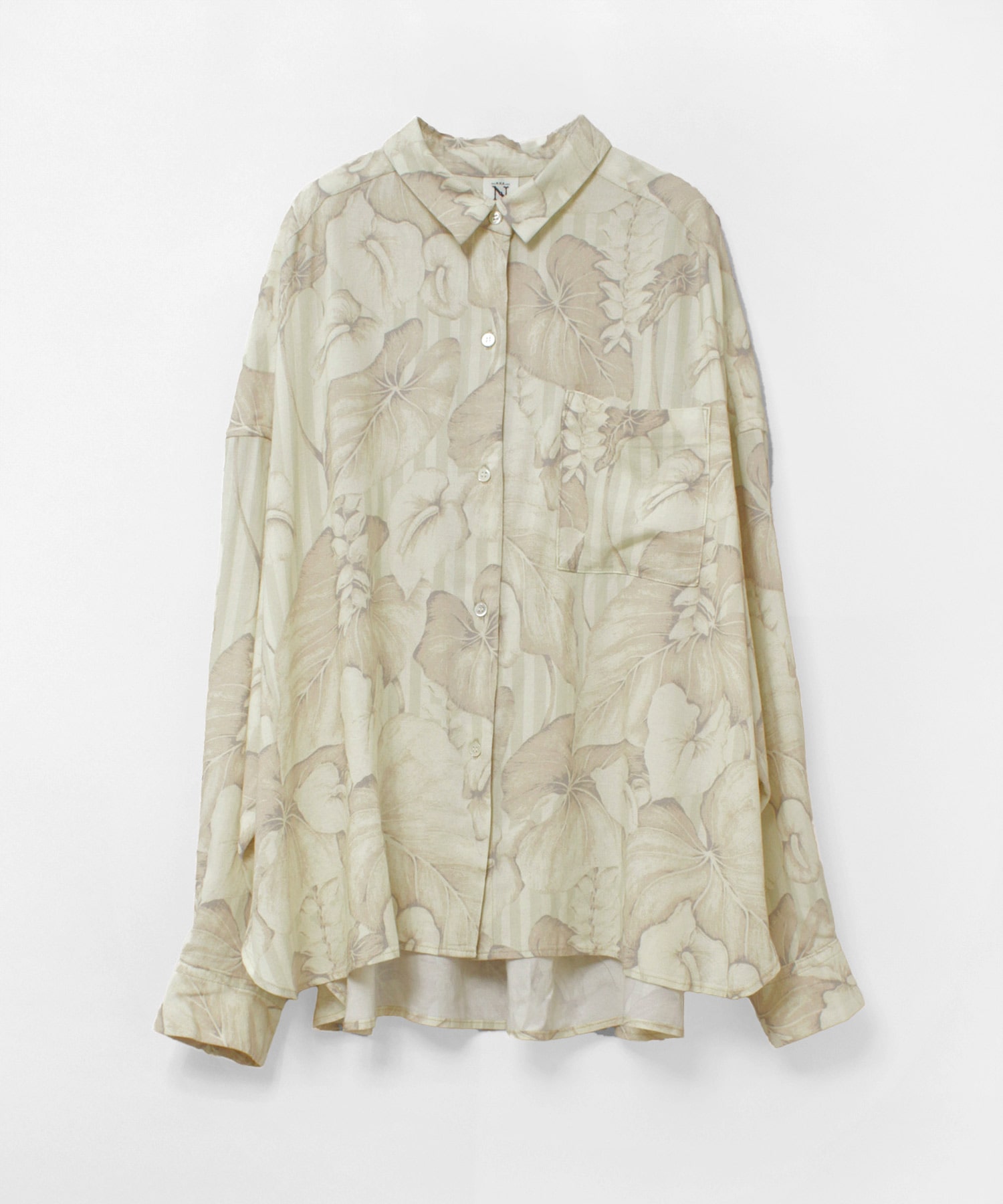 B2958 リーフストライプ柄シャツ