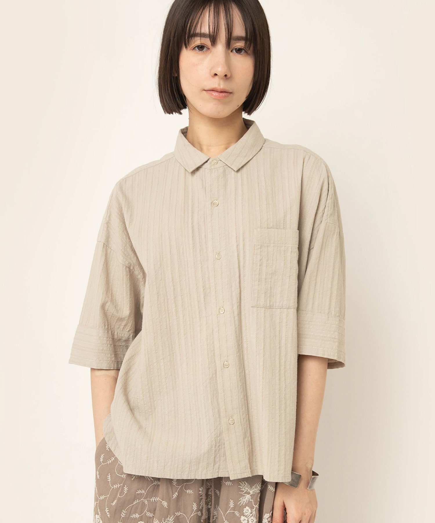 B2961 ドビーストライプハーフスリーブシャツ