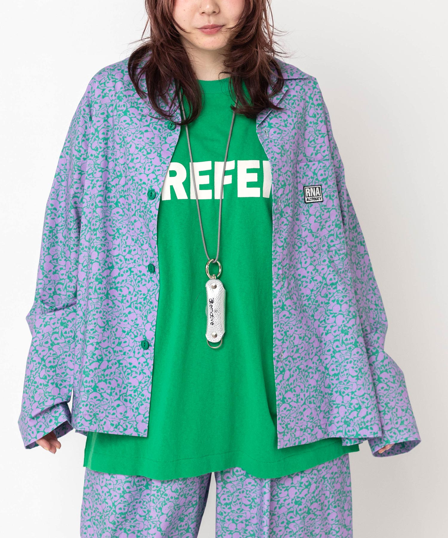 【4月下旬納期】B2965 スカルボーン柄ルーズシャツ