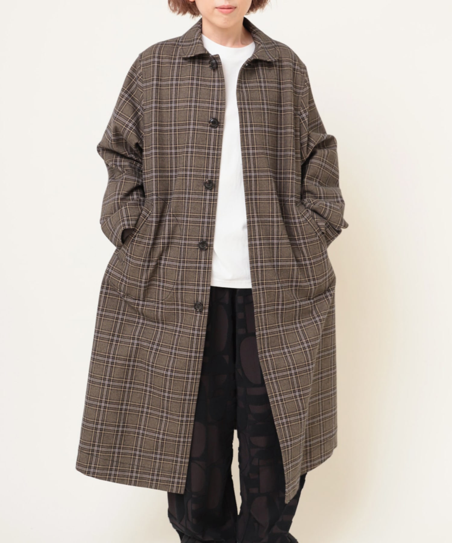 C0765 ヘビーコットンチェックコート