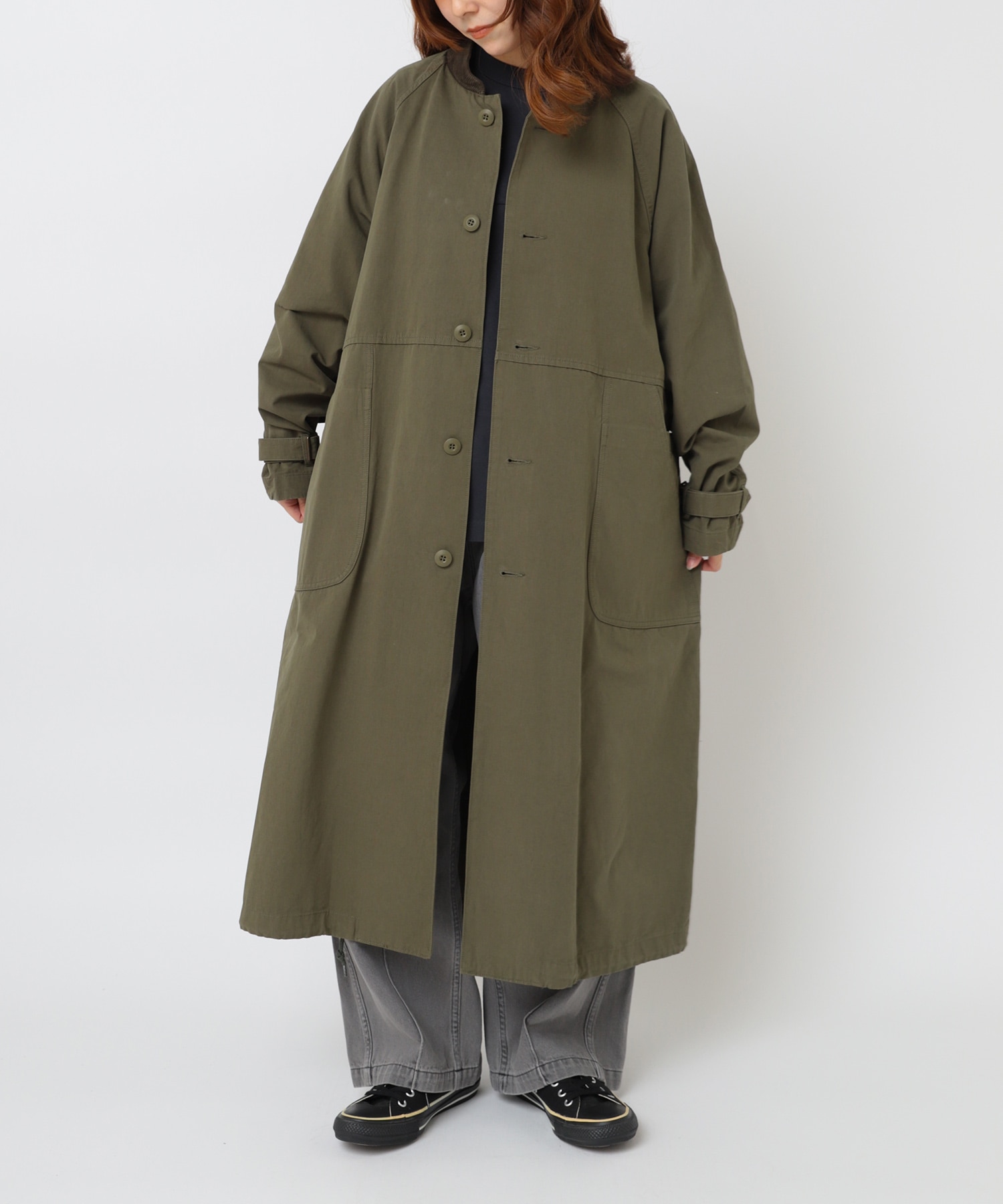 C0785 ちょい立ち襟のアーミーコート