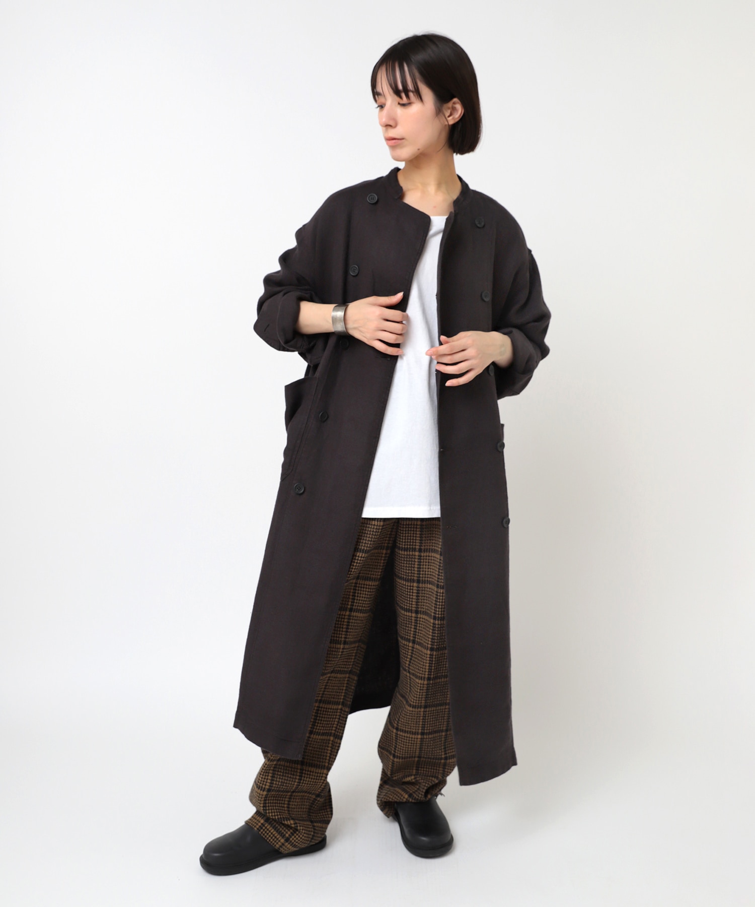C0786 リネンオーバーコックコート