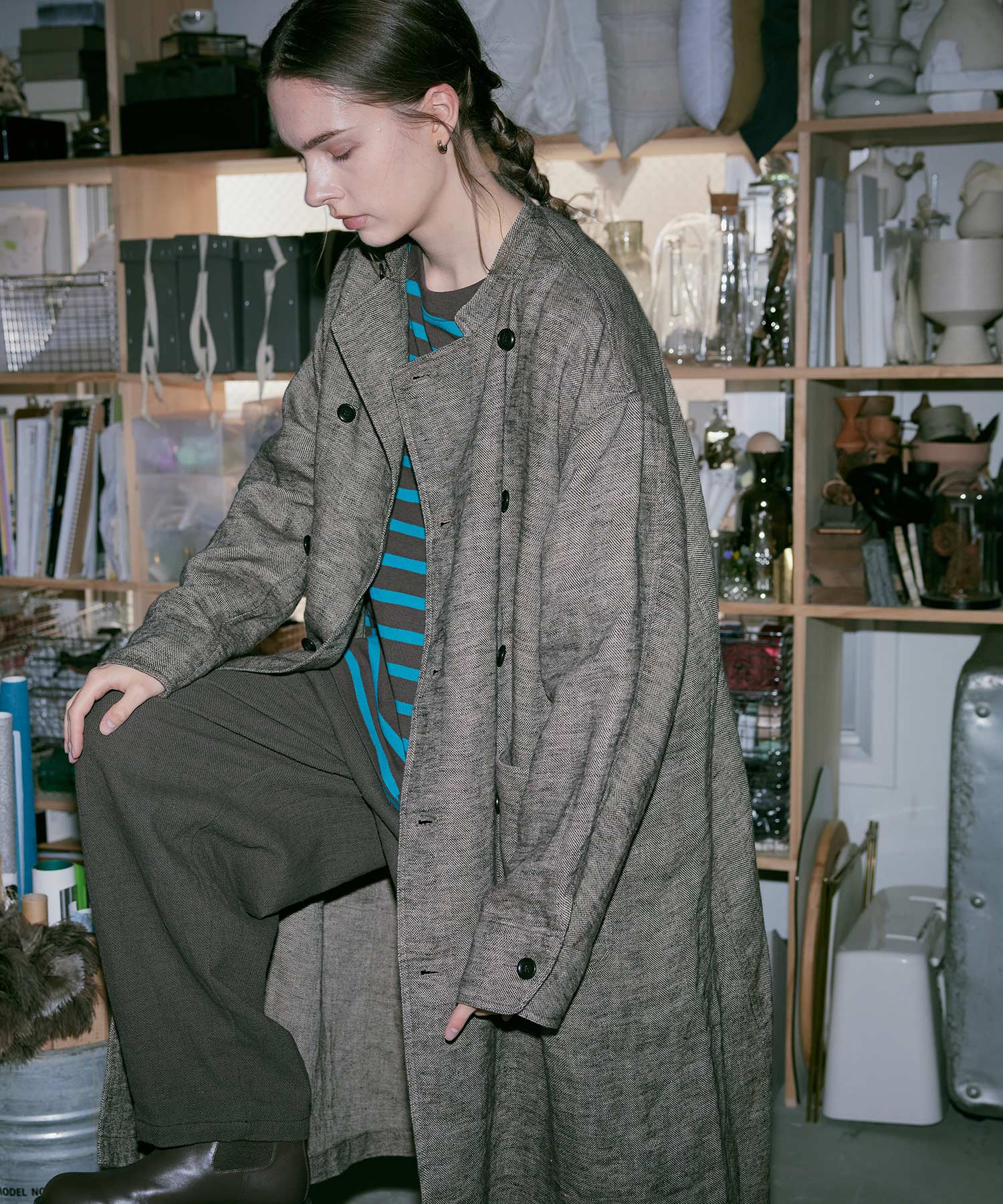 C0786 リネンオーバーコックコート