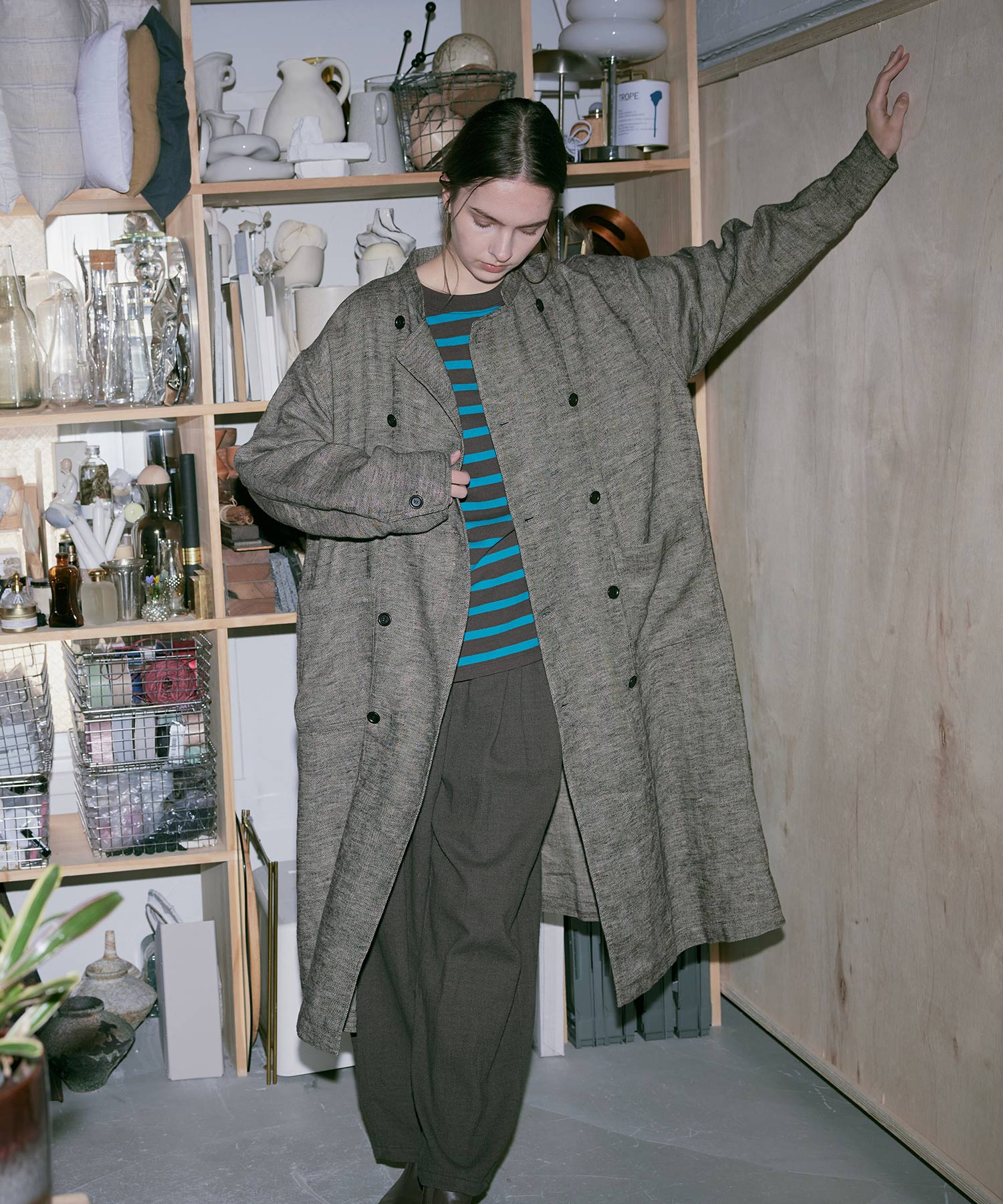 C0786 リネンオーバーコックコート