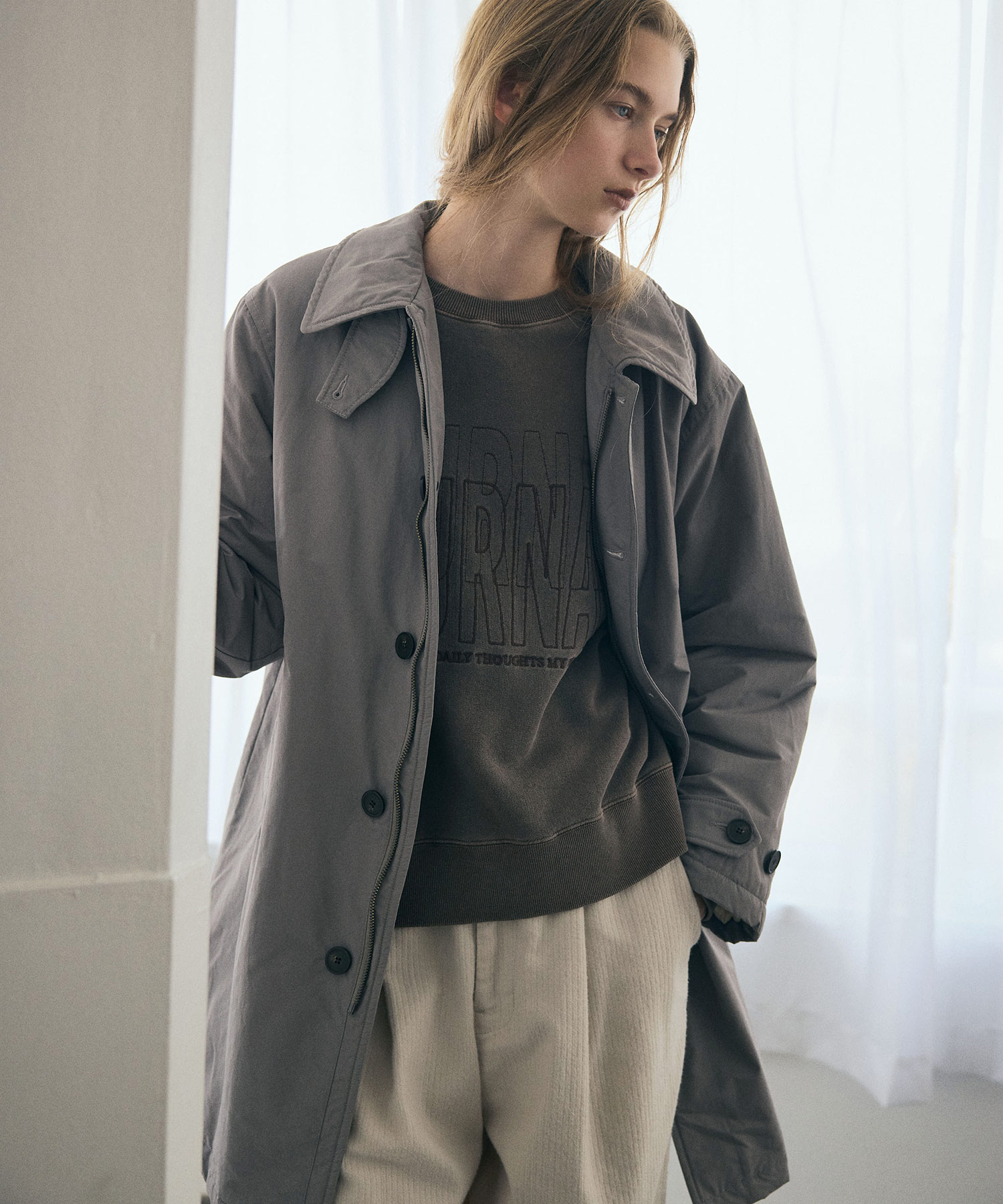 【11月中旬納期】C0792 コットンナイロンパッファーハーフコート