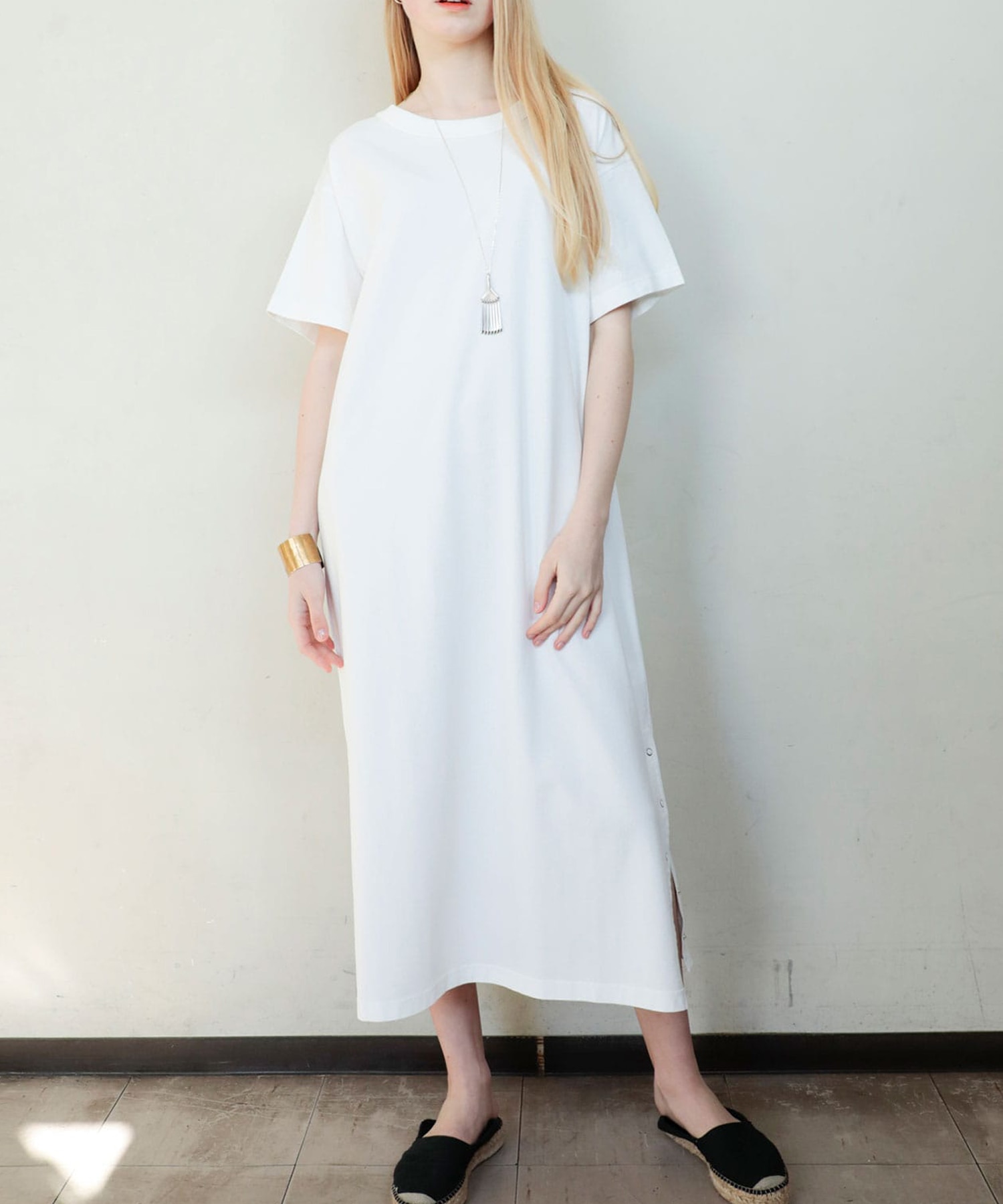 D1508 コットンレーヨンOE天竺BOX Tシャツワンピ