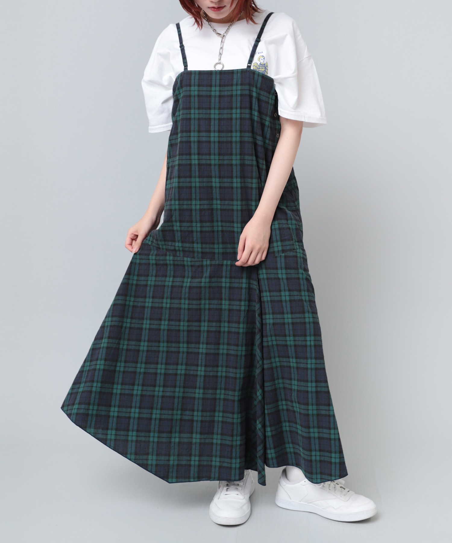 D1632 サーキュラーチェックワンピース