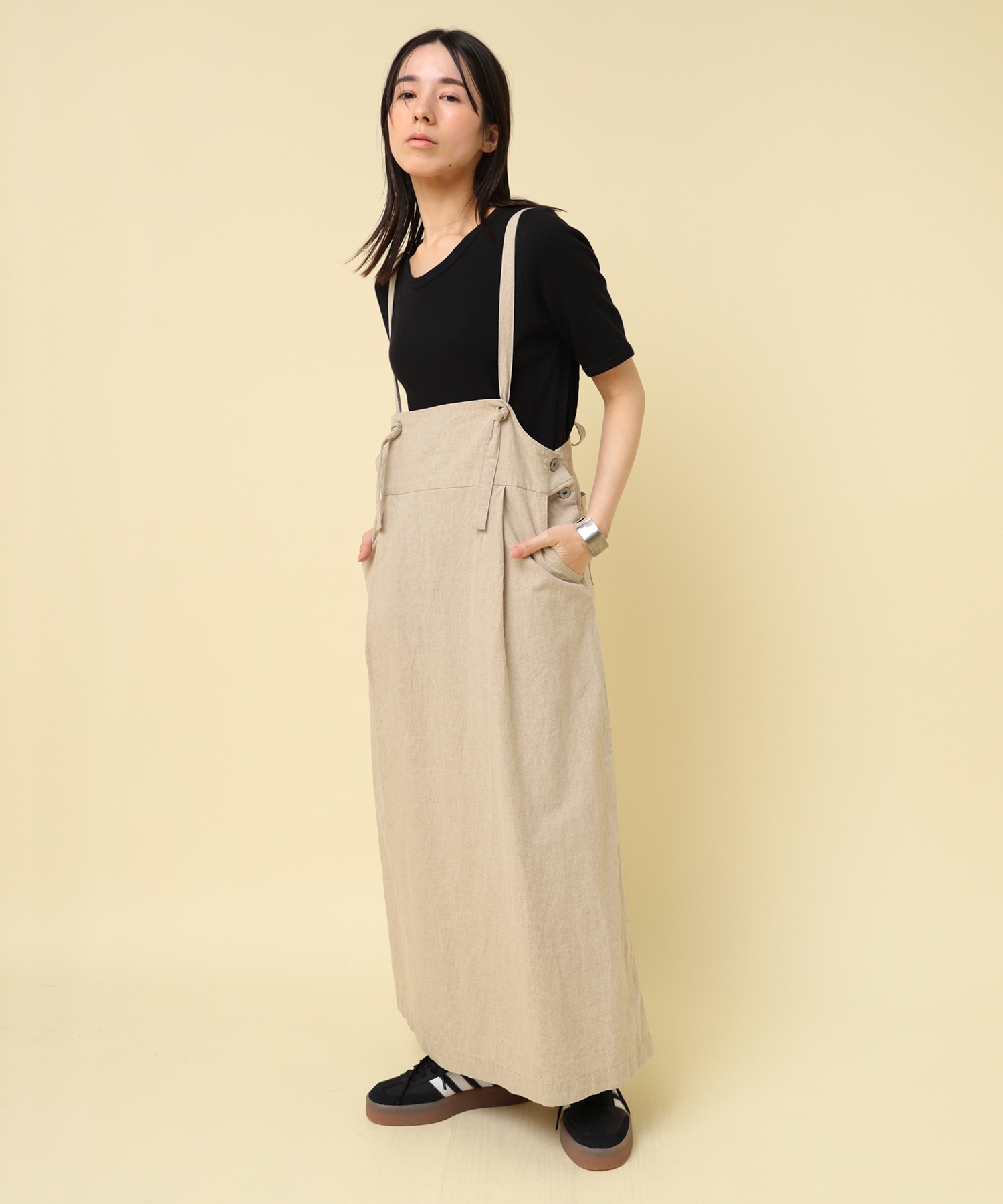 D1672 Vintage Finishサロペットスカート