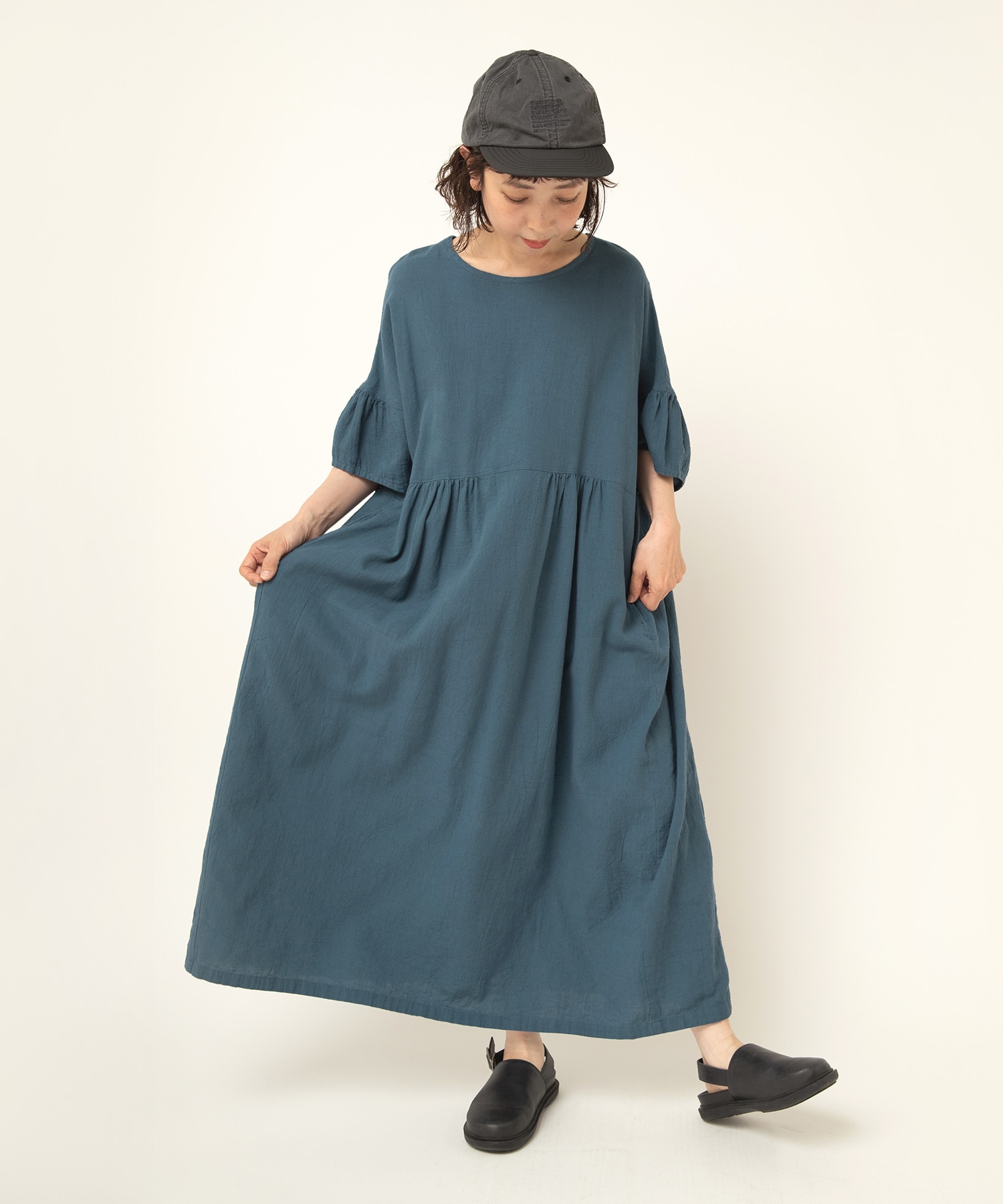 D1677 コットンリネンビエラヴィンテージワンピース