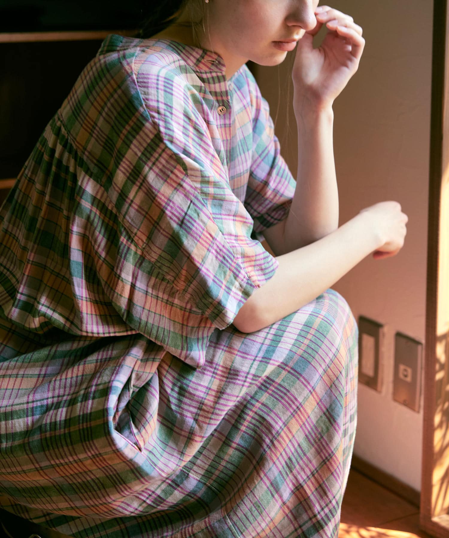 D1679 マドラスチェックワンピ