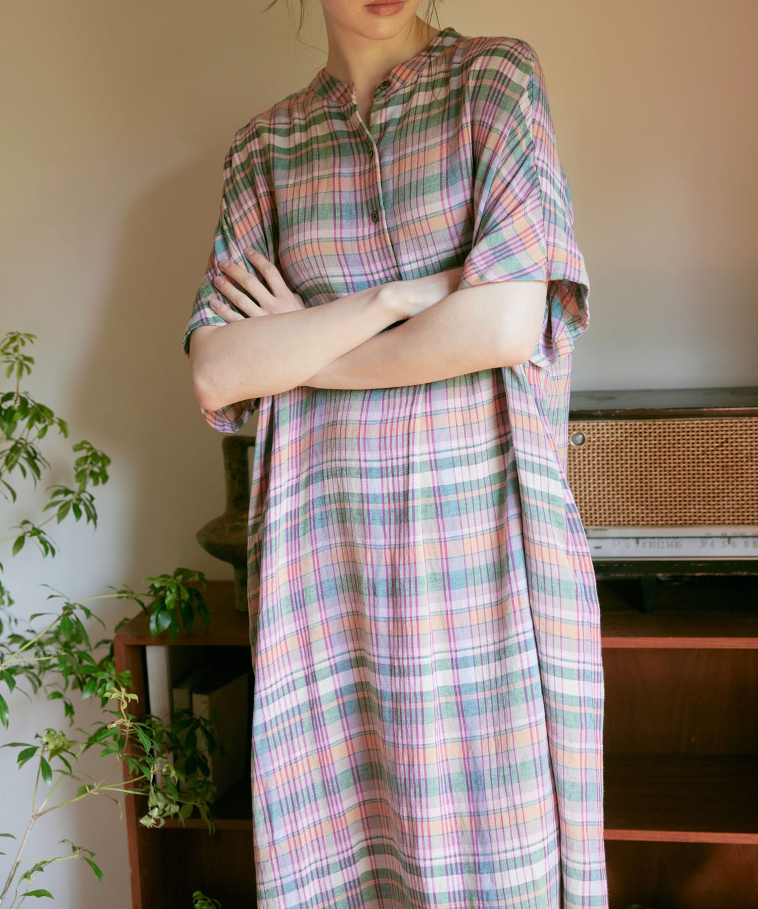 D1679 マドラスチェックワンピ