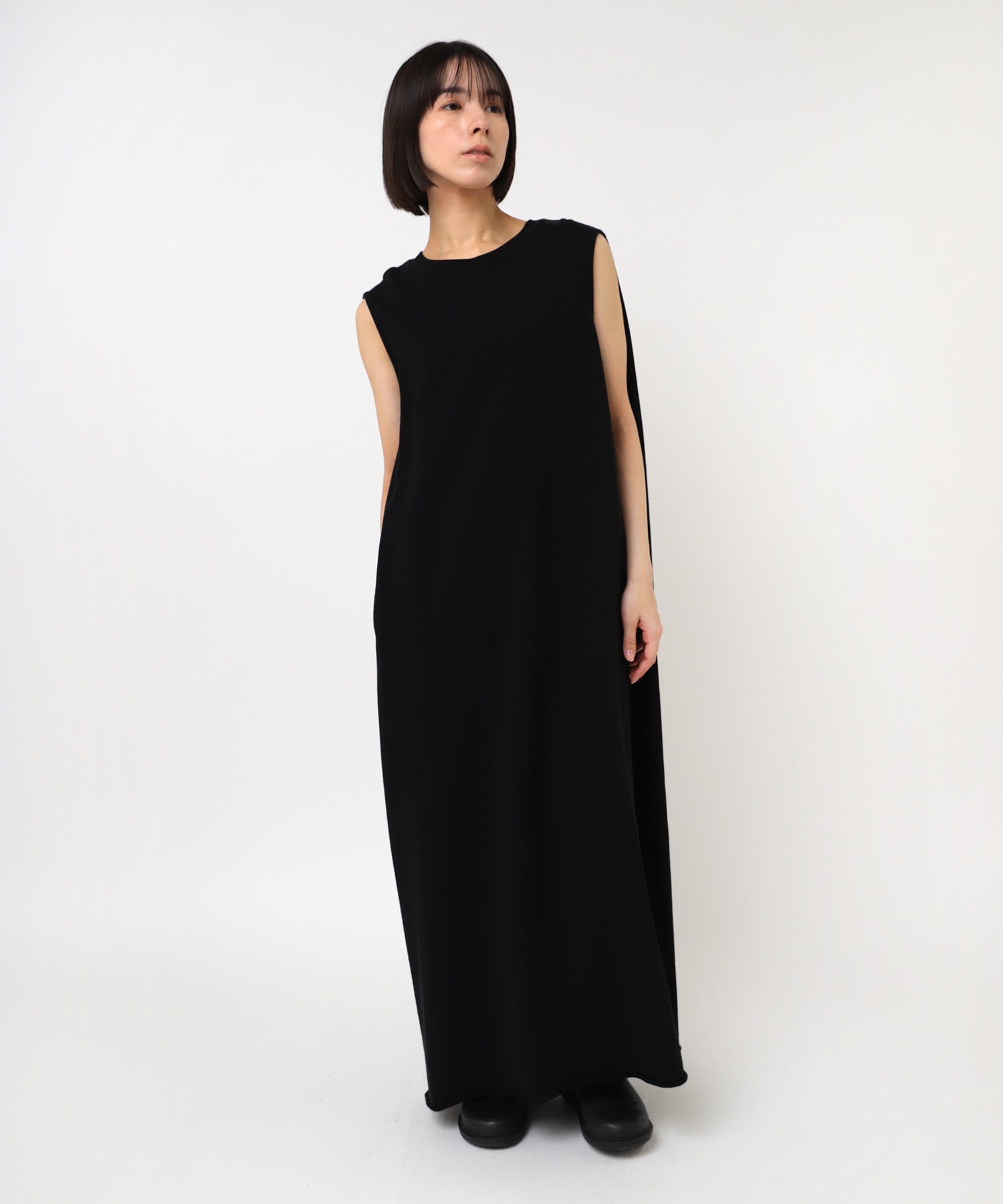 D1681 ヴィンテージミニ裏毛タックデザインワンピース