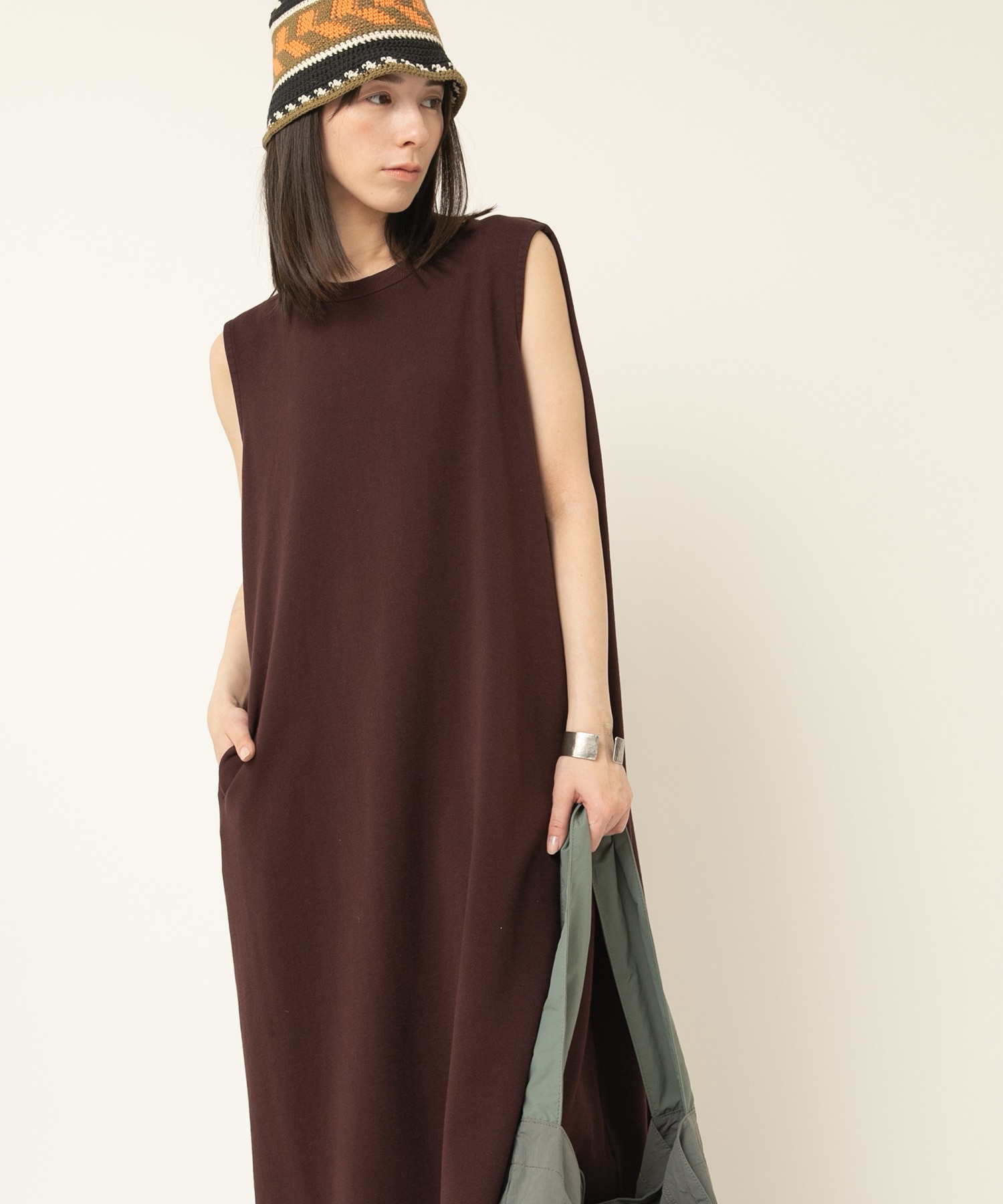 D1681 ヴィンテージミニ裏毛タックデザインワンピース