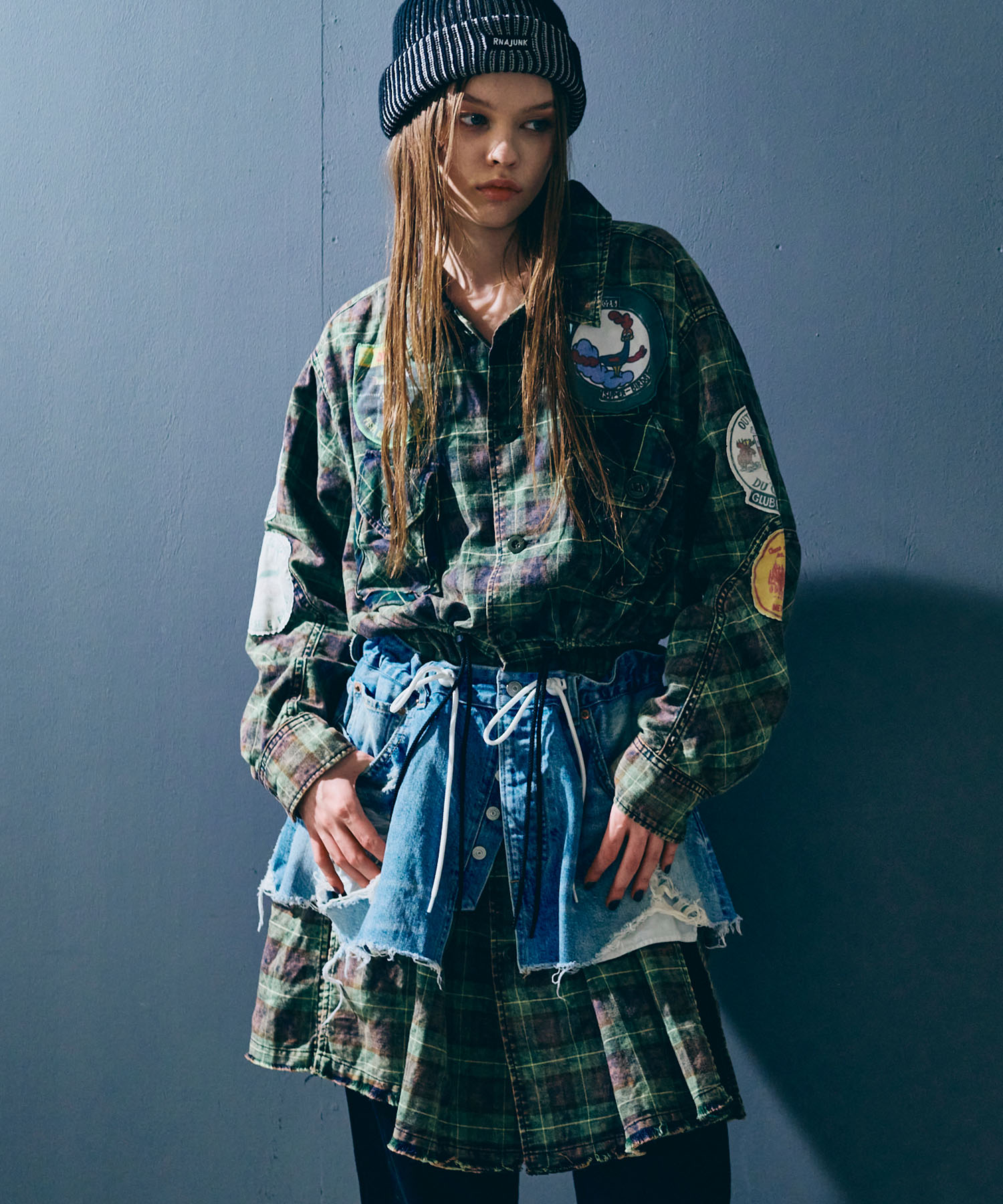 D1682 ハードエフェクトシャツワンピース