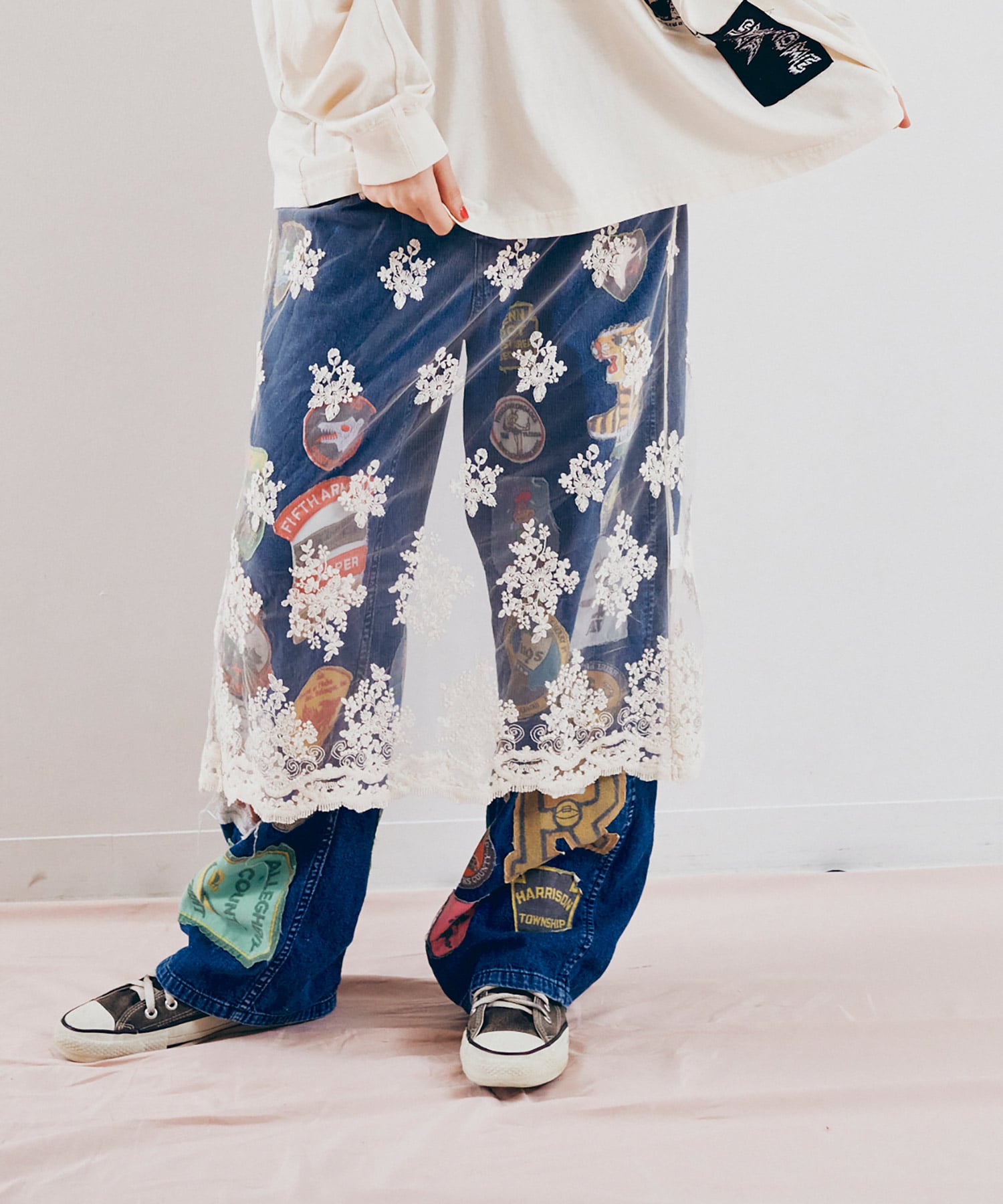 D1685 2WAYレースラップスカートワンピース