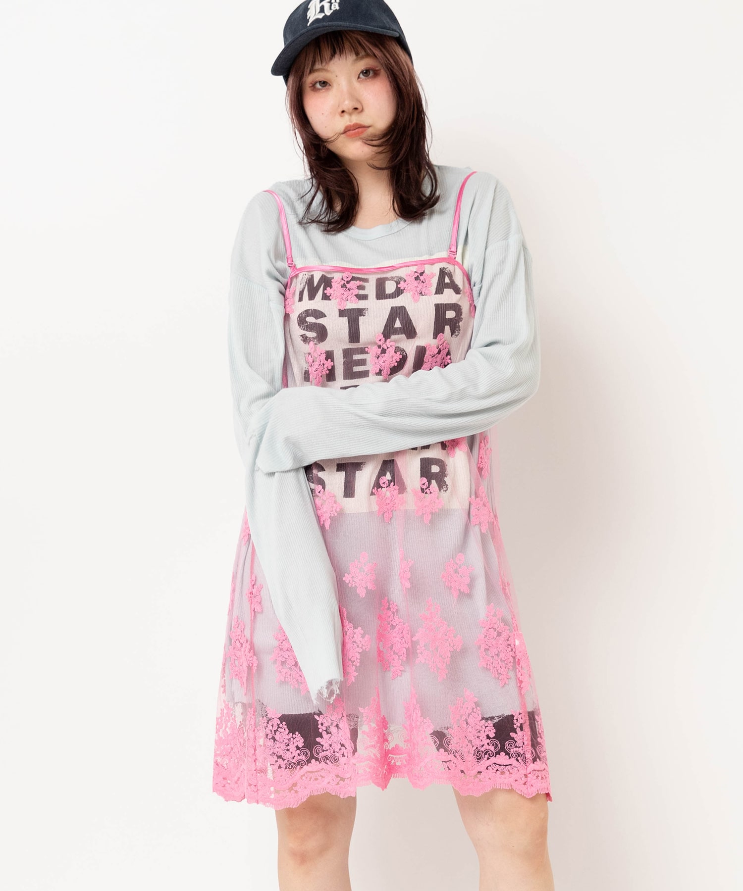 D1685 2WAYレースラップスカートワンピース