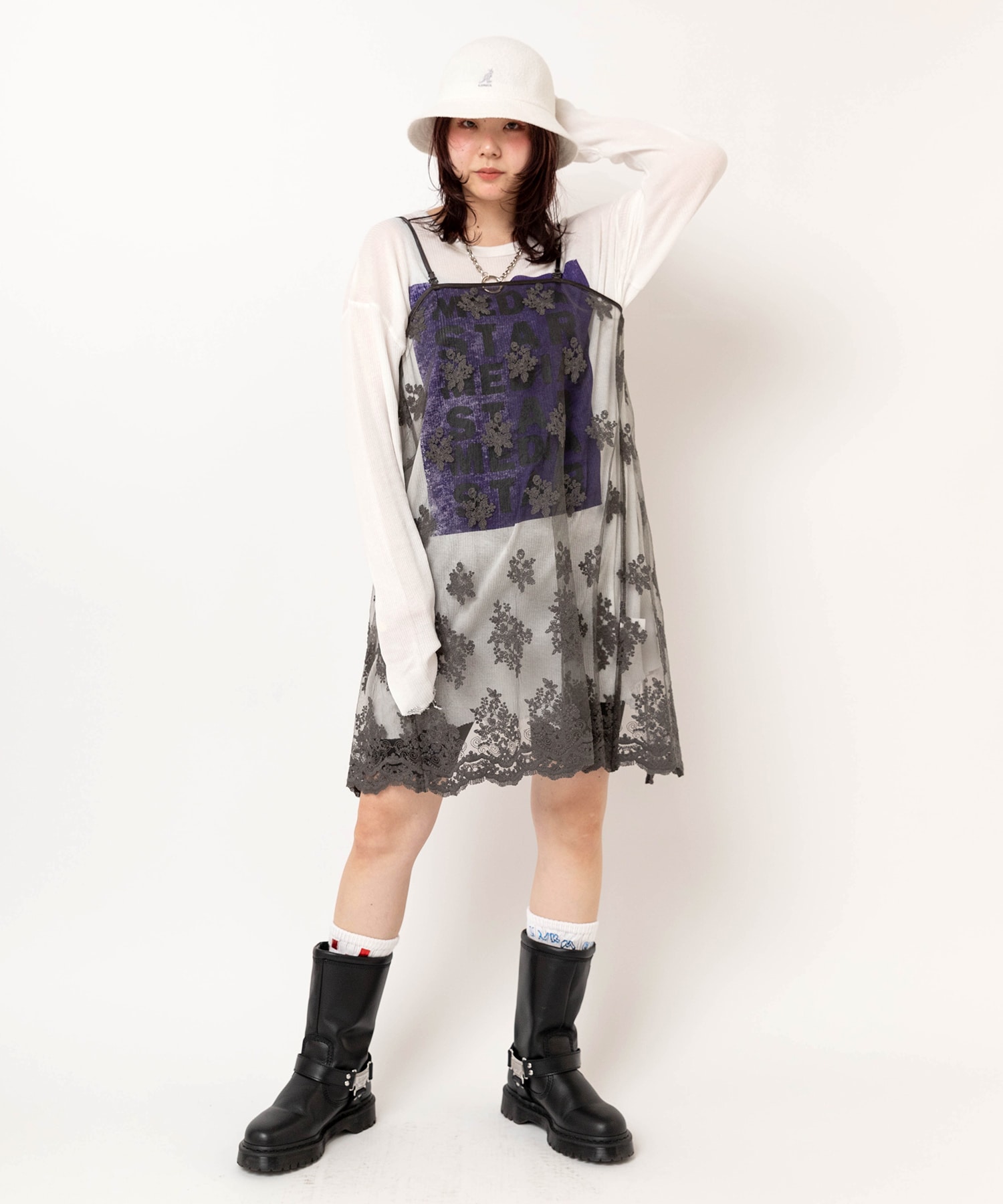 D1685 2WAYレースラップスカートワンピース