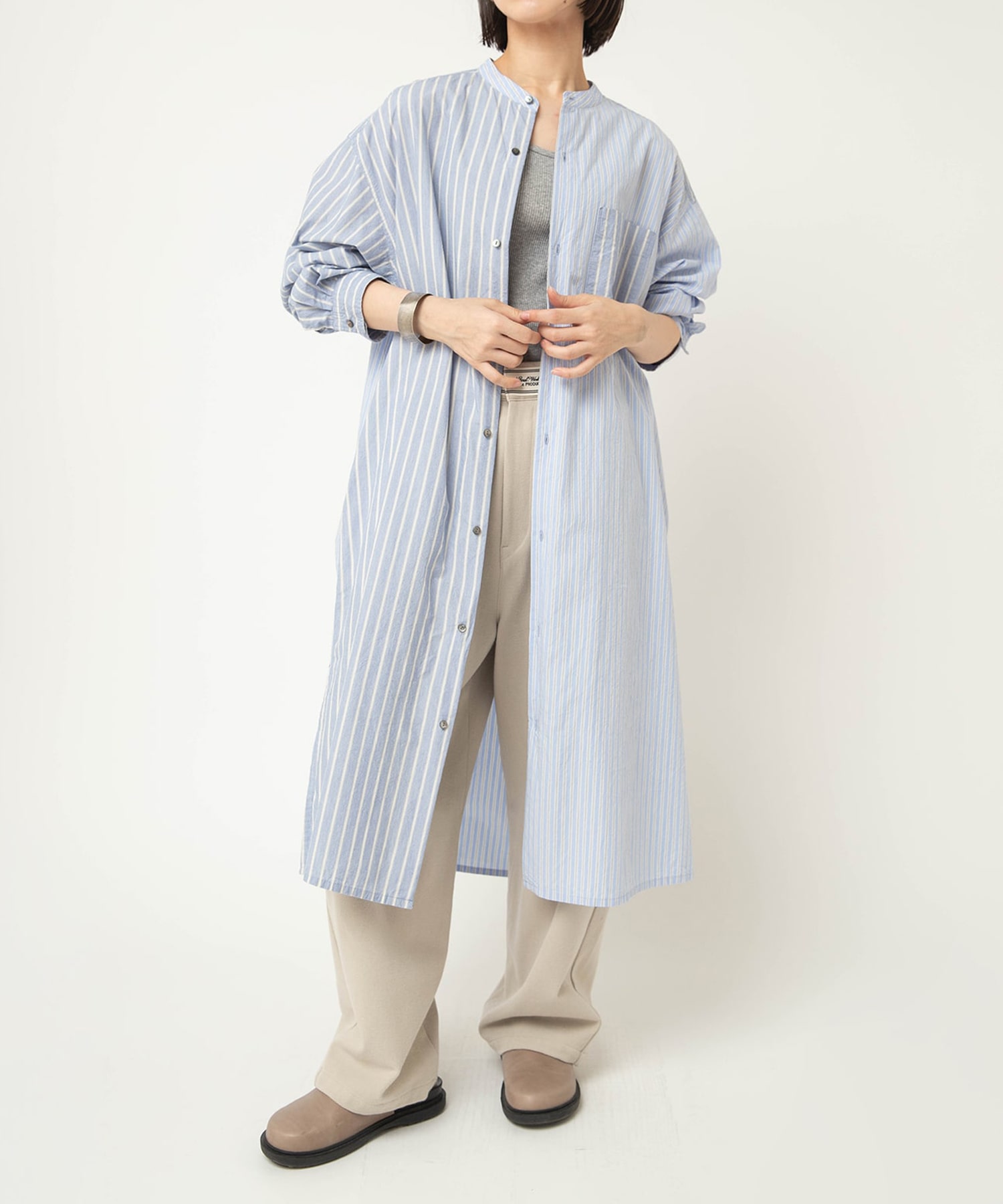 D1686 オーガニックコットンドッキングシャツワンピース