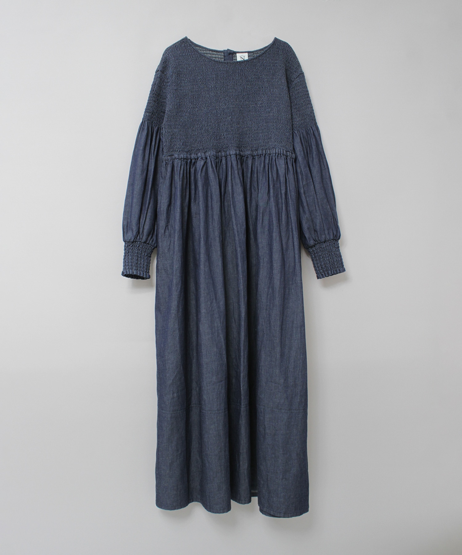 D1687 4.5ozデニムシャーリングワンピース