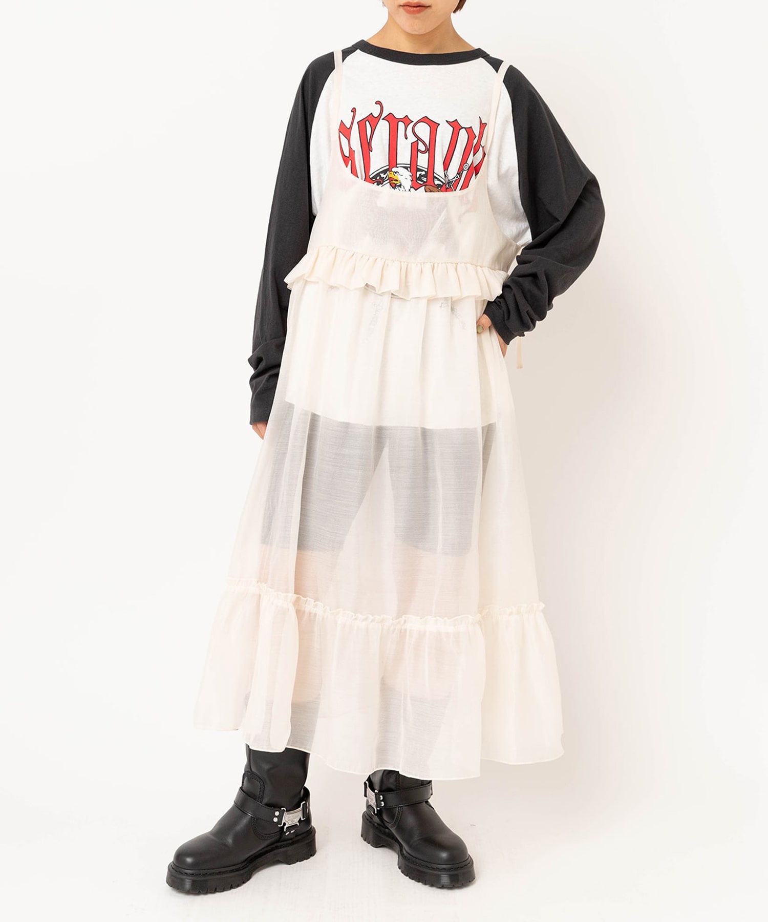 D1688 シアーティアードキャミワンピース