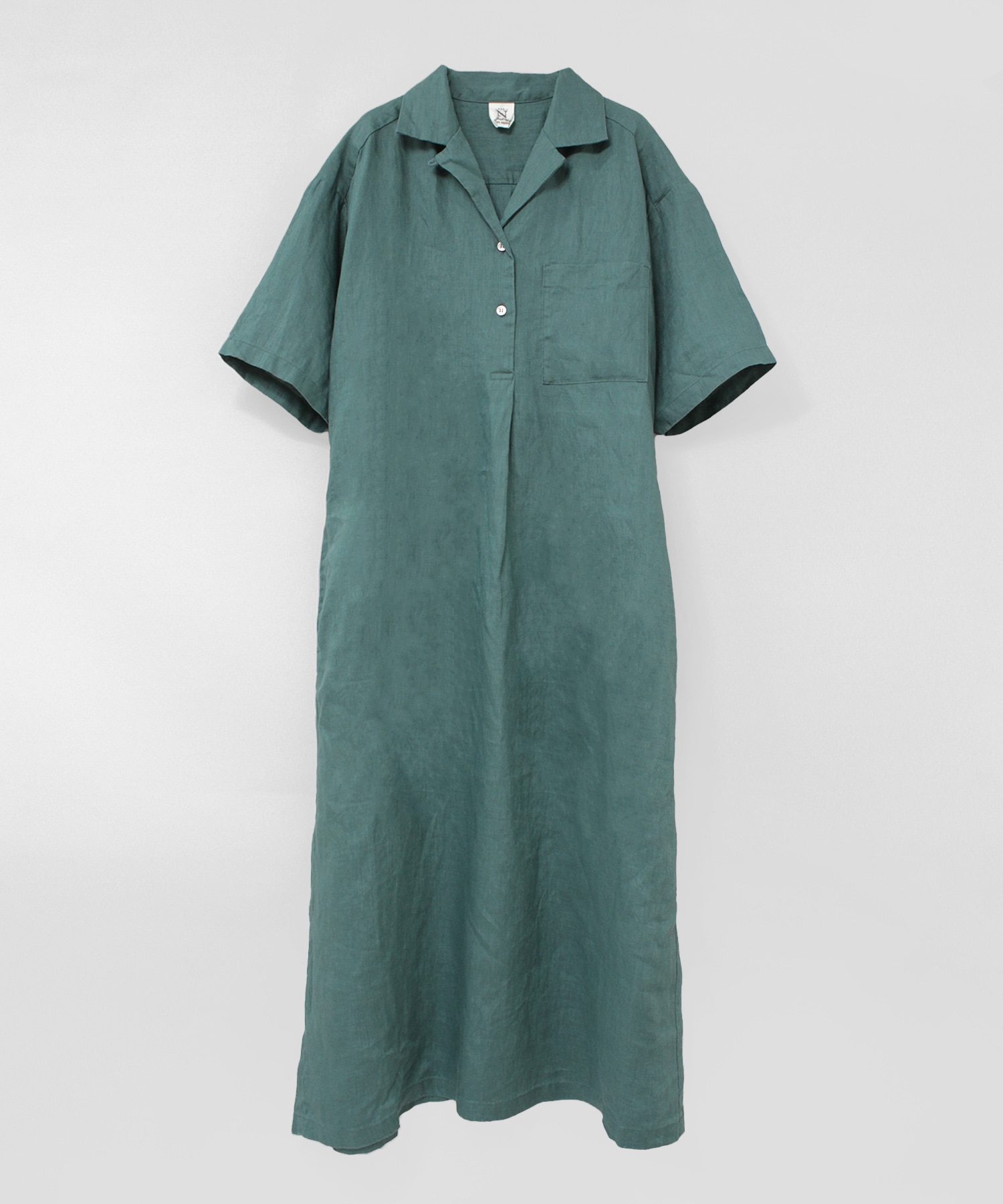 D1690 リネンオープンカラーワンピース