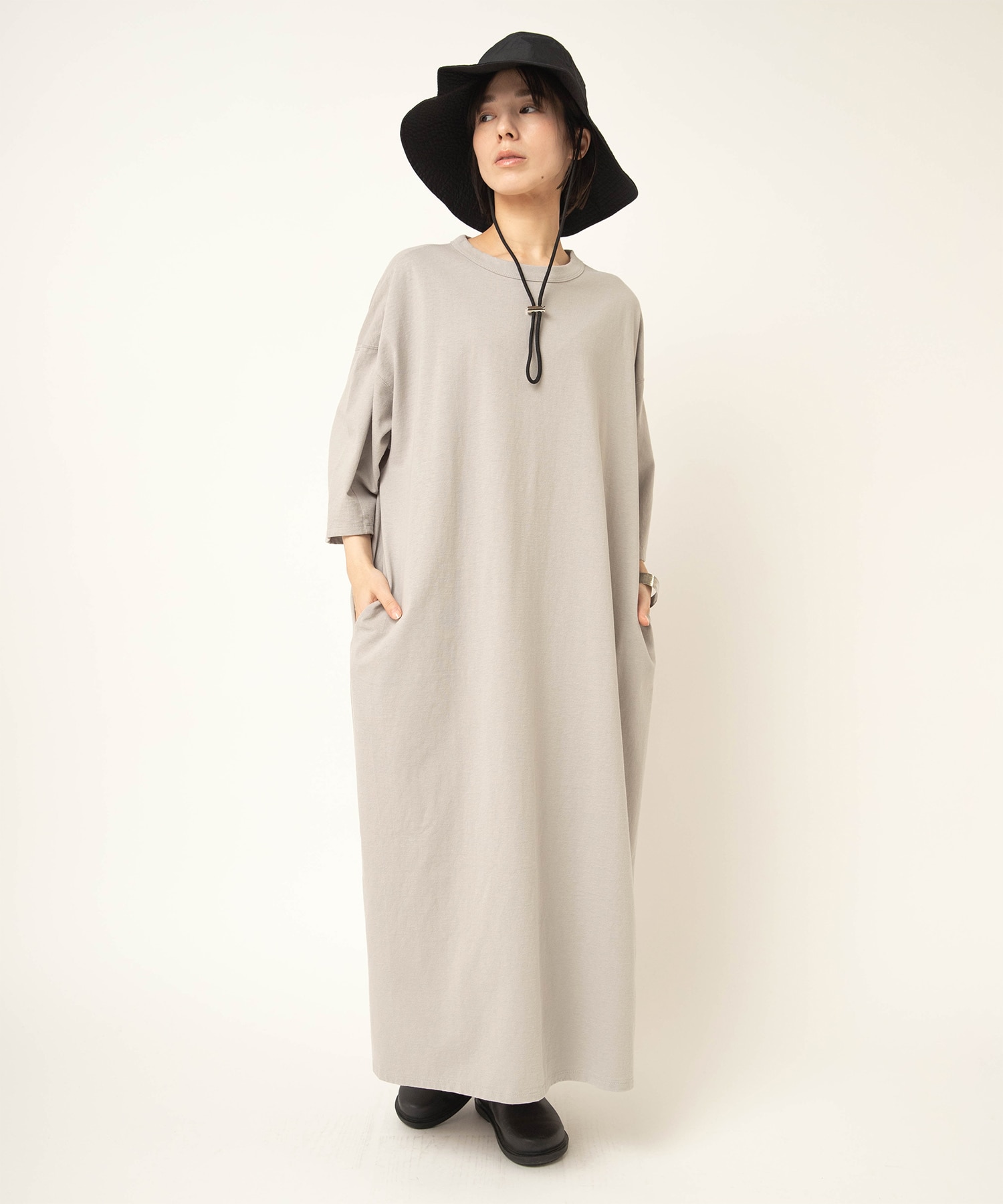 D1693 ドライタッチ天竺ワンピース