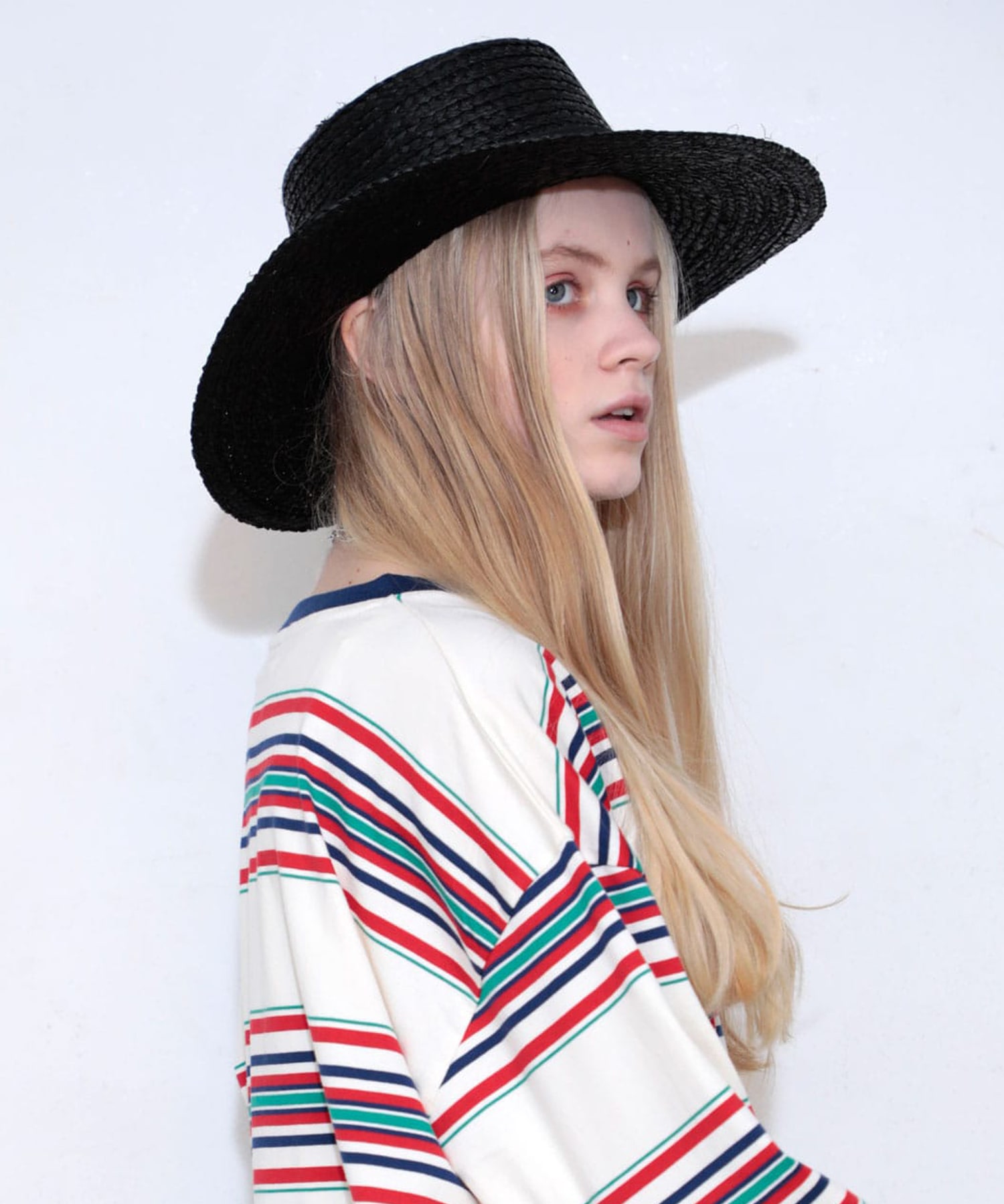 E4698 ワイドブリムラフィアHAT