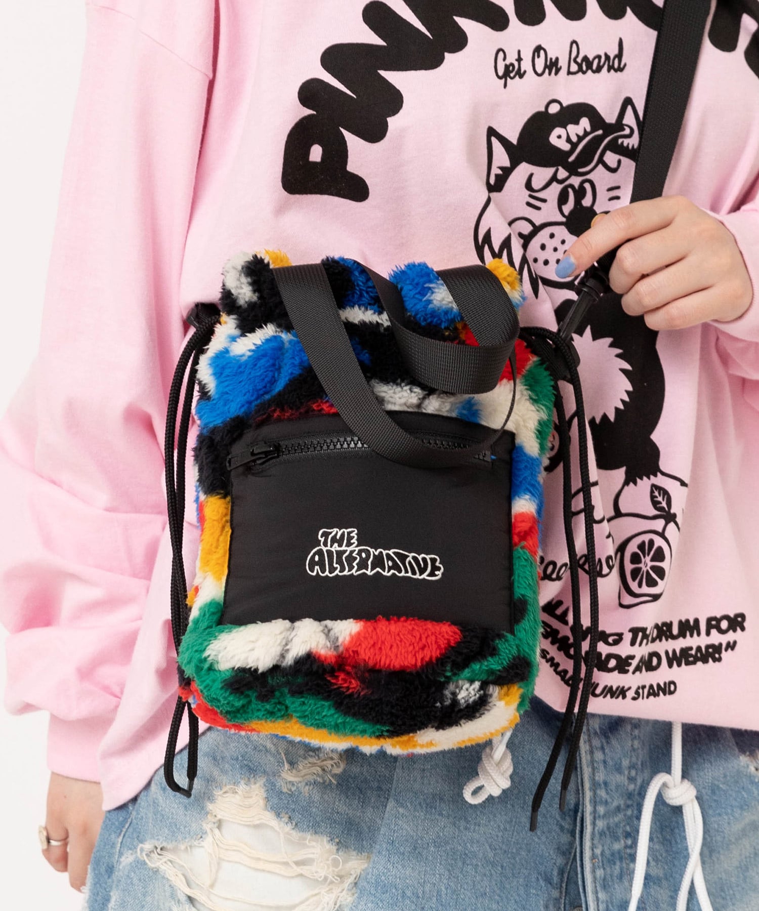 E5231 キルティングジャガードフリースボアBAG