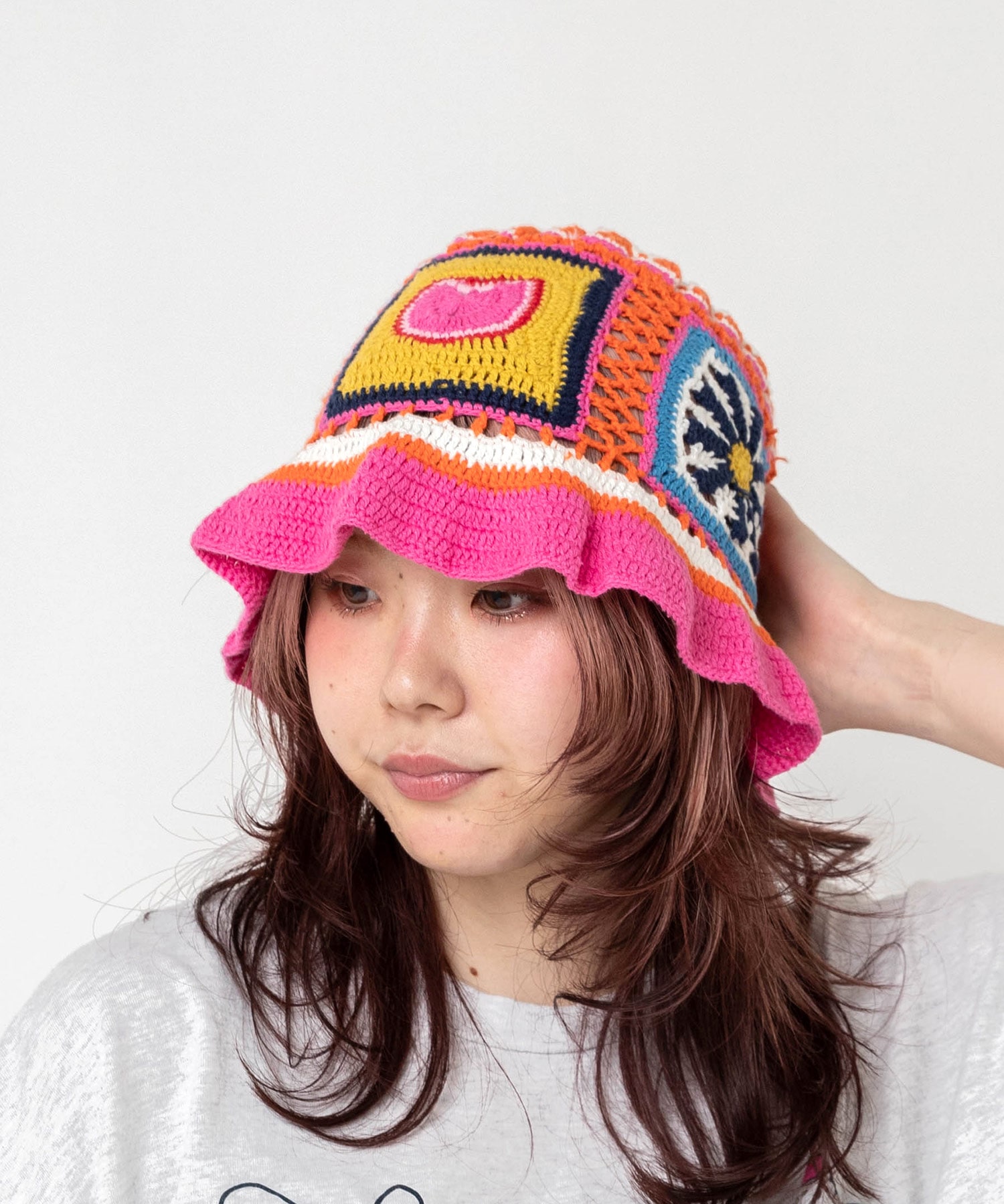 【4月下旬納期】E5247 MIXモチーフクロシェHAT