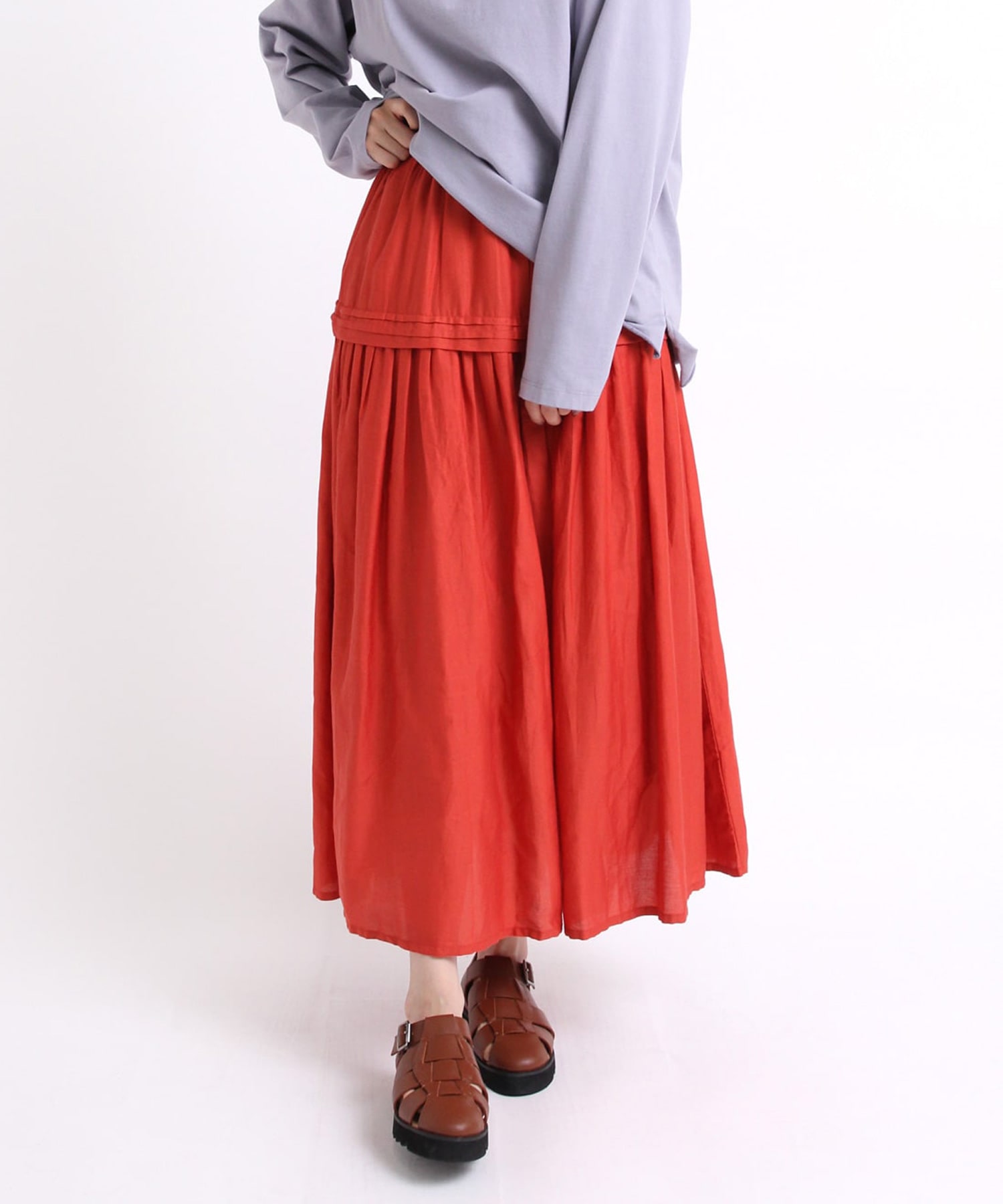 G1037 コットンピンタックギャザースカート