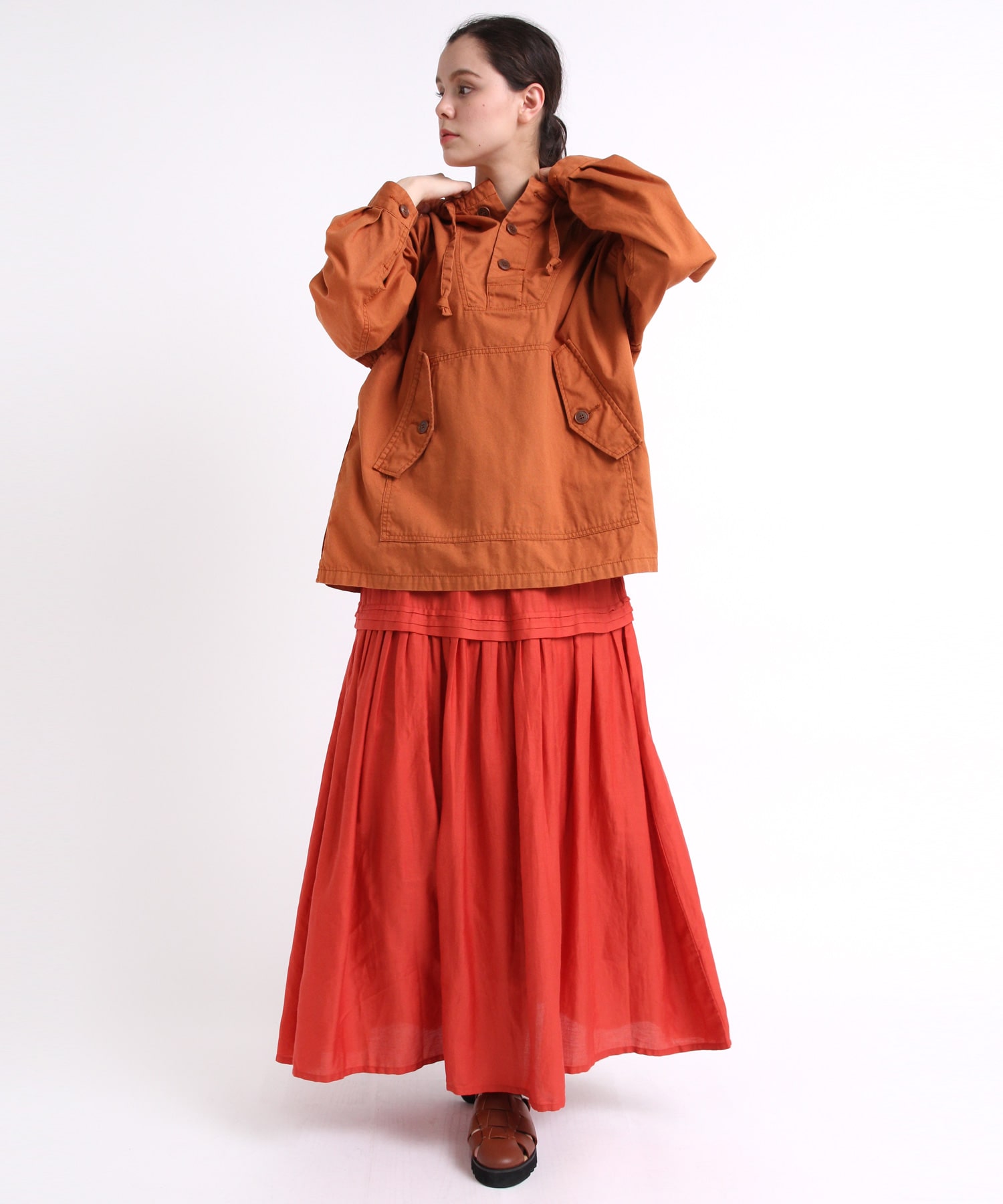 G1037 コットンピンタックギャザースカート