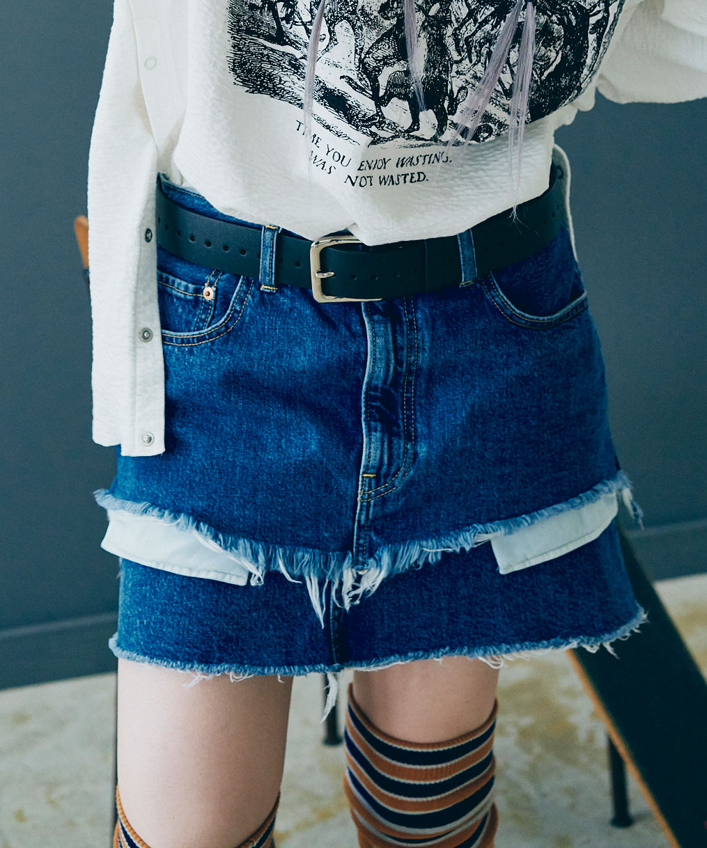 G1042 カットオフダメージミニスカート